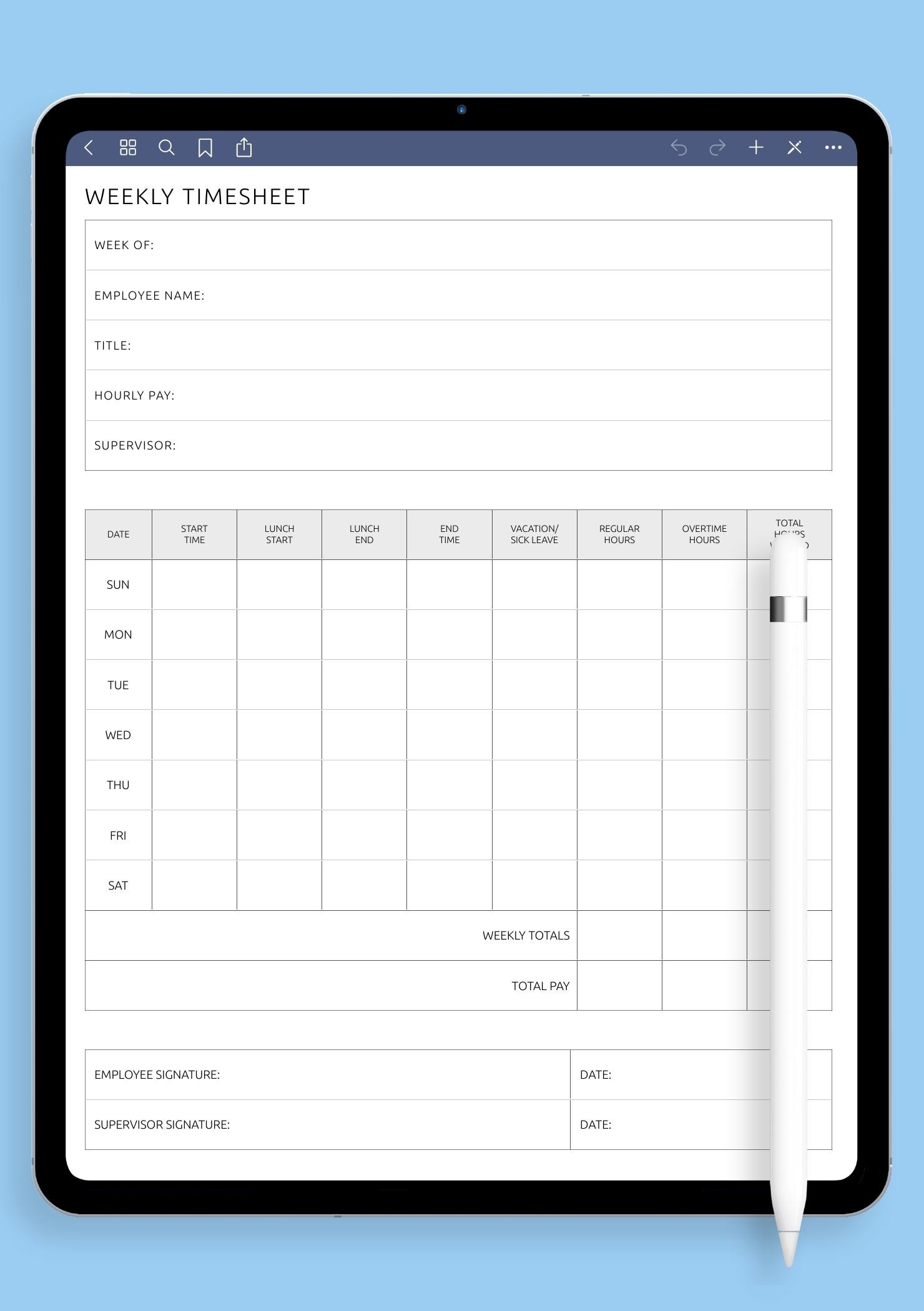 printable weekly timesheet template word