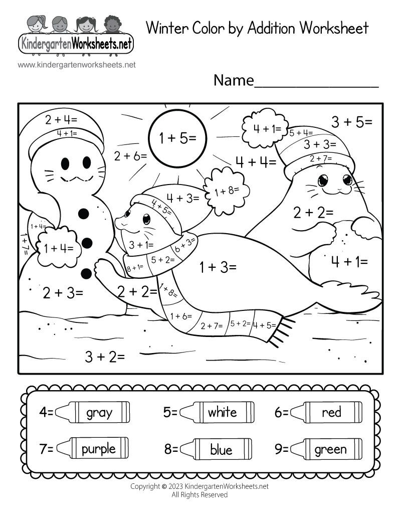Winter Color By Addition Worksheet Free Printable Digital PDF