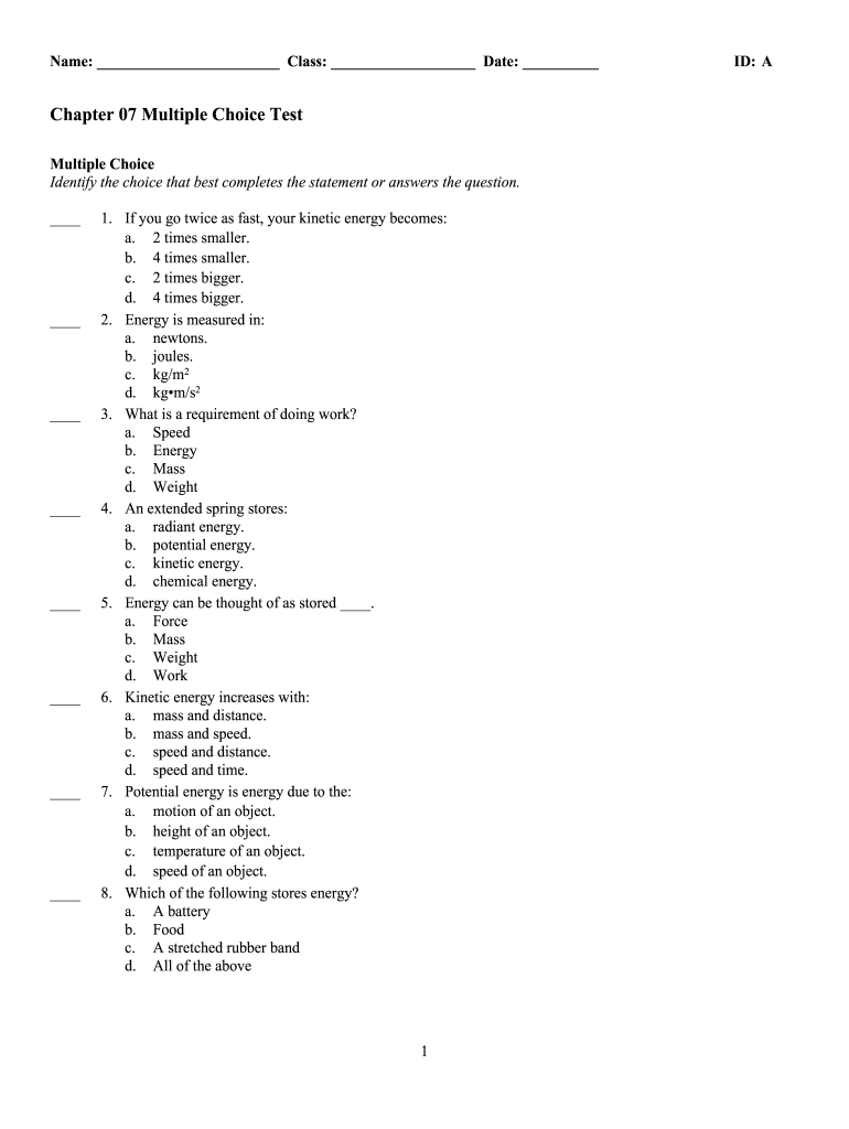 2008 2026 Form FL Miami Arts Charter School Chapter 07 Multiple Choice Test Blank Fillable Template Fill Out Print Download PDF PdfFiller