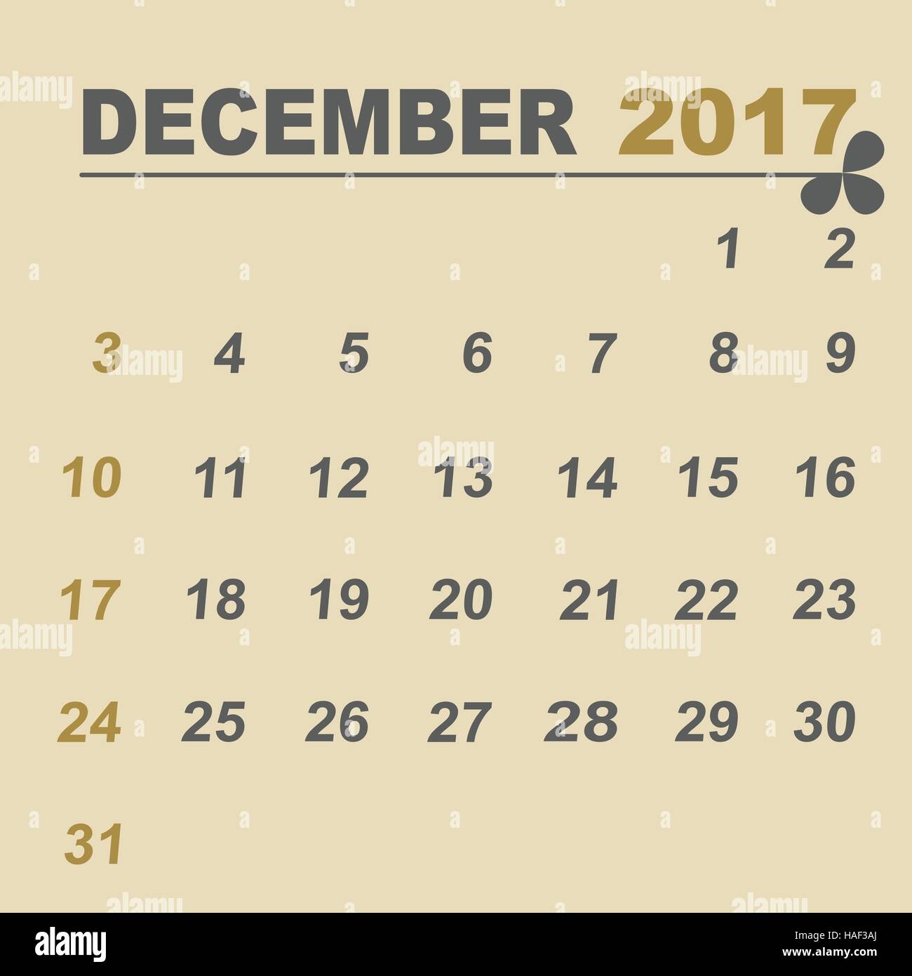 2017 Calendar December Hi res Stock Photography And Images Alamy