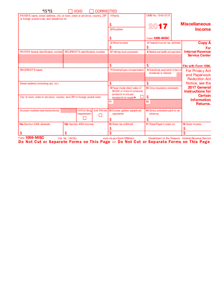2017 Form IRS 1099 MISC Blank Fillable Template Fill Out Print Download PDF PdfFiller