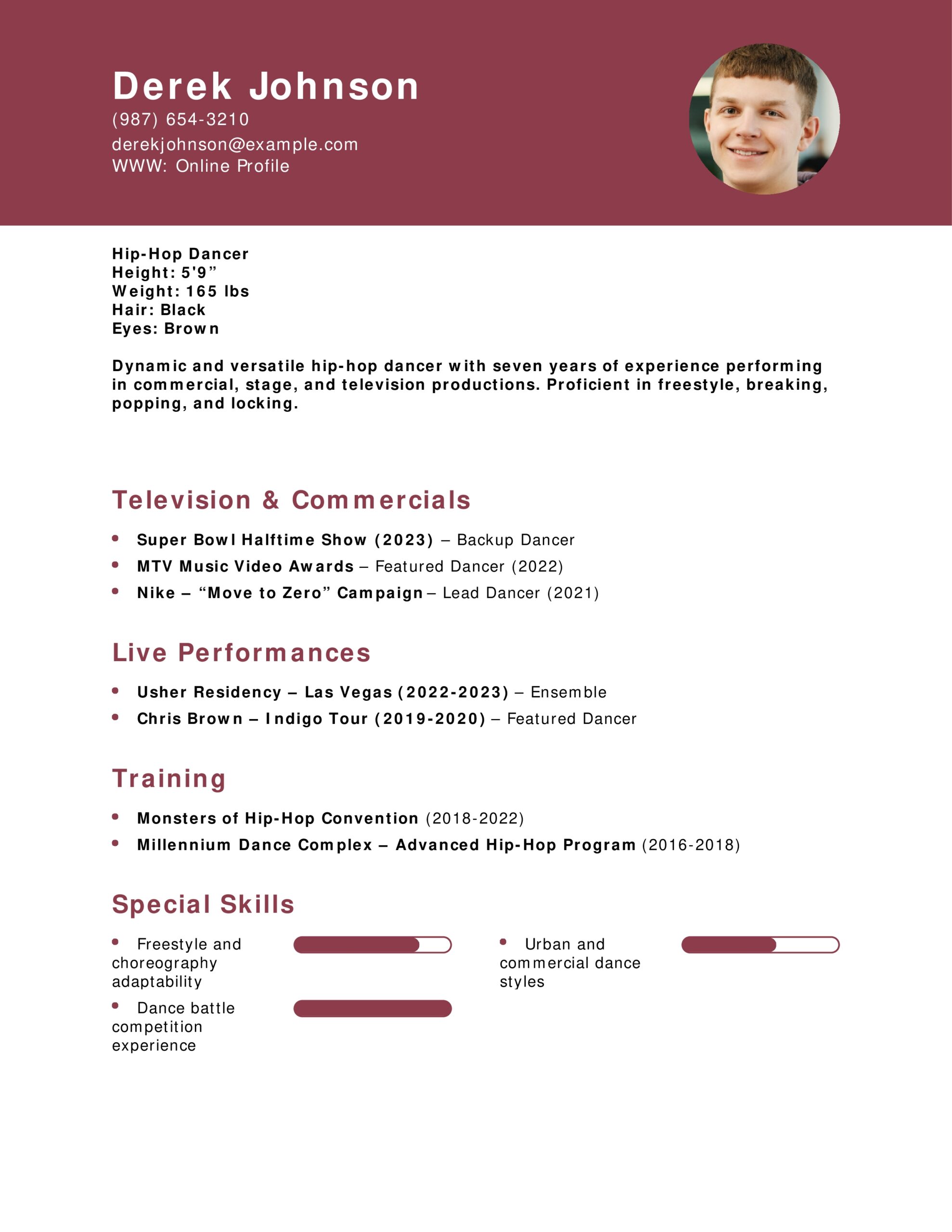 25 Best Dance Resume Examples And Templates For 2026 ResumeBuilder