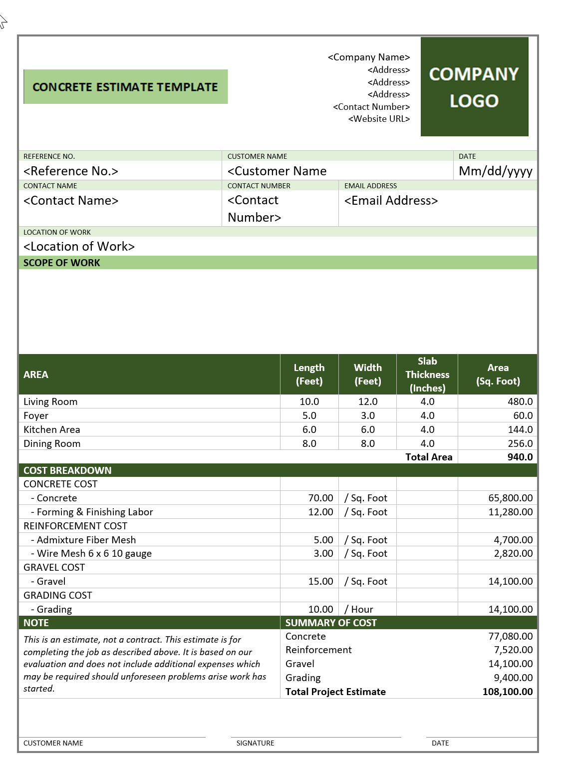 28 Free Estimate Template Forms Construction Repair Cleaning 
