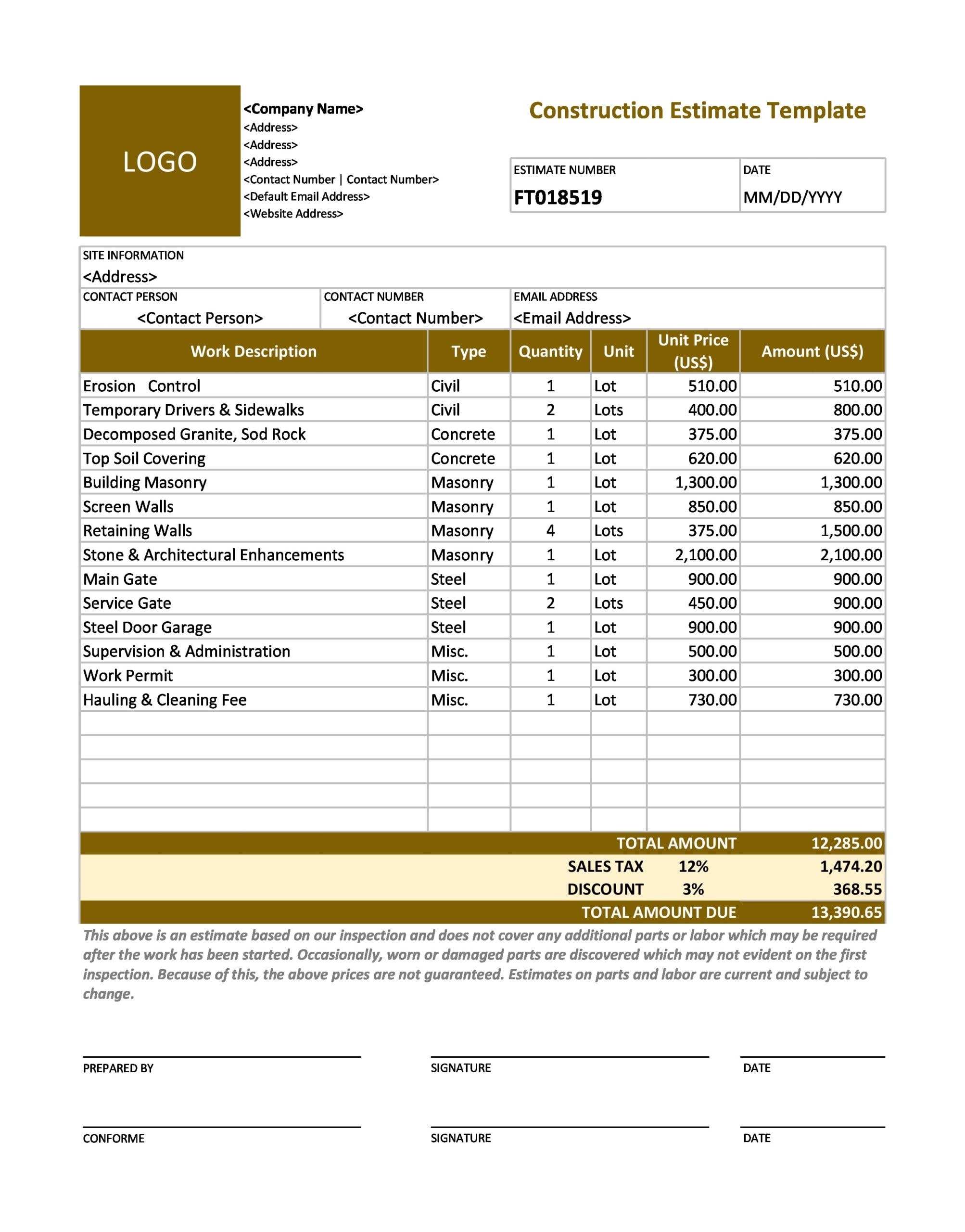 28 Perfect Construction Estimate Templates FREE TemplateArchive 28 Perfect Construction Estimate Templates FREE TemplateArchive