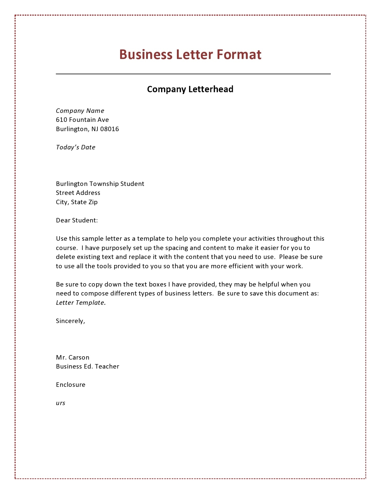 30 Professional Business Letter Templates Word