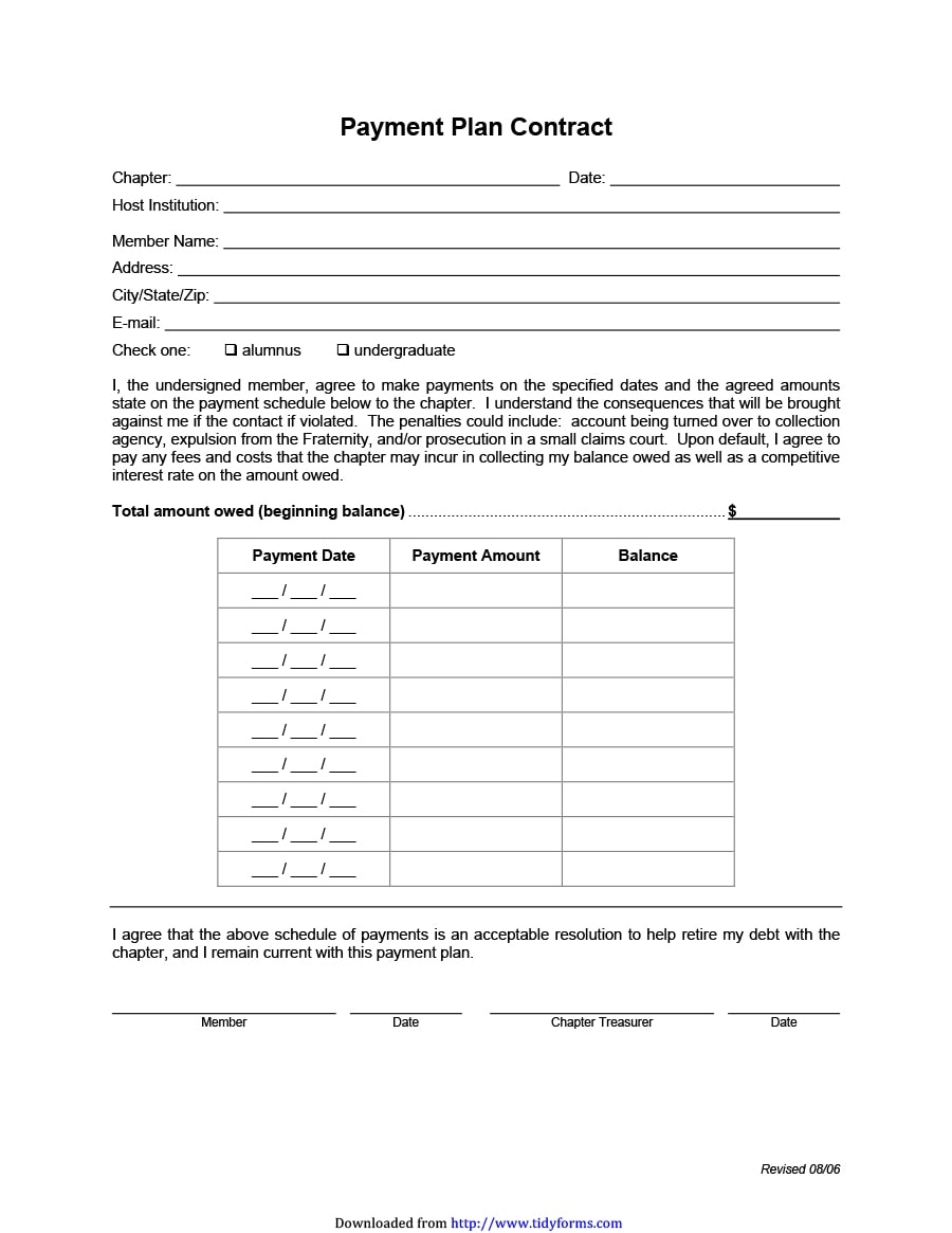 payment plan template payment plan template