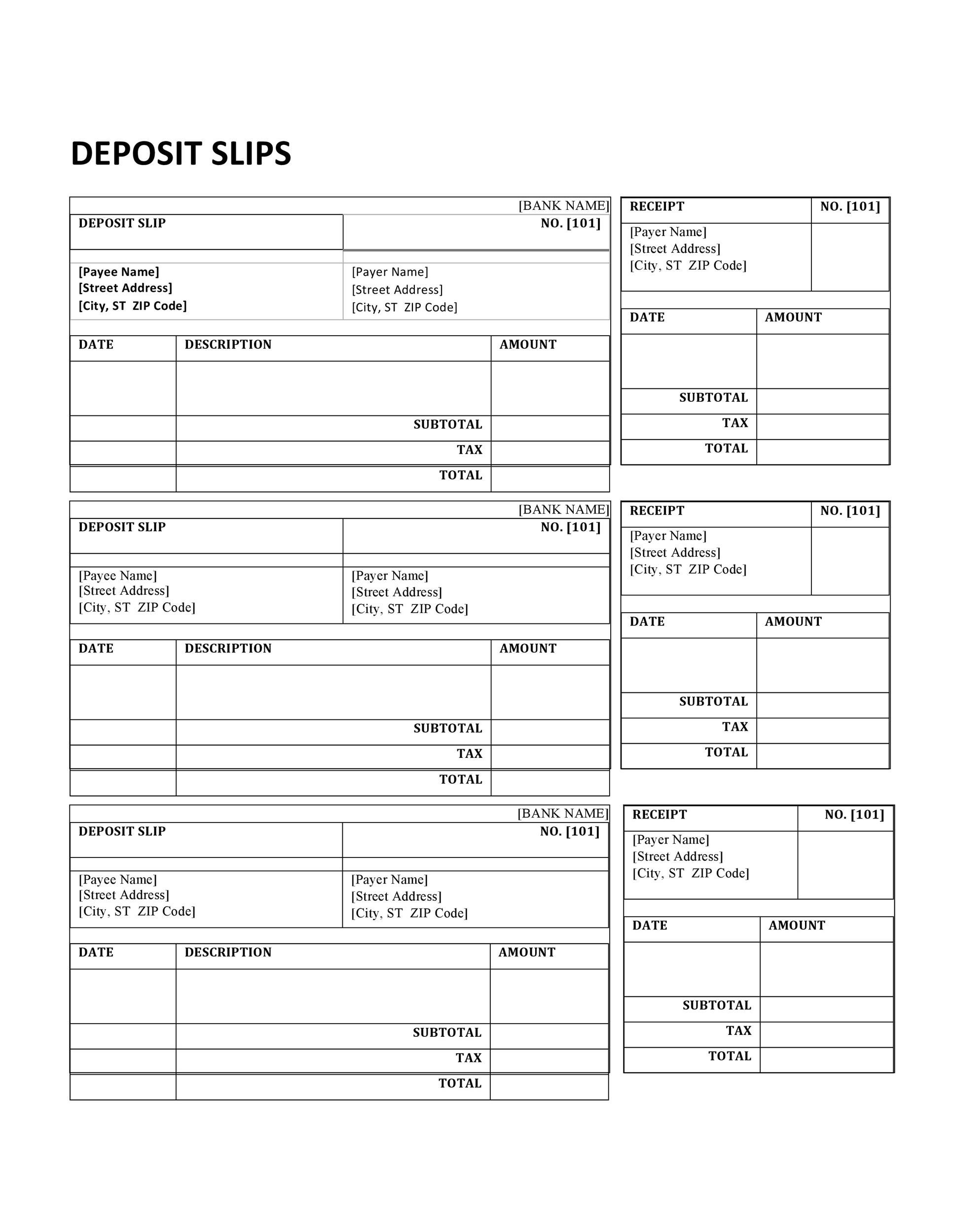 deposit slip template