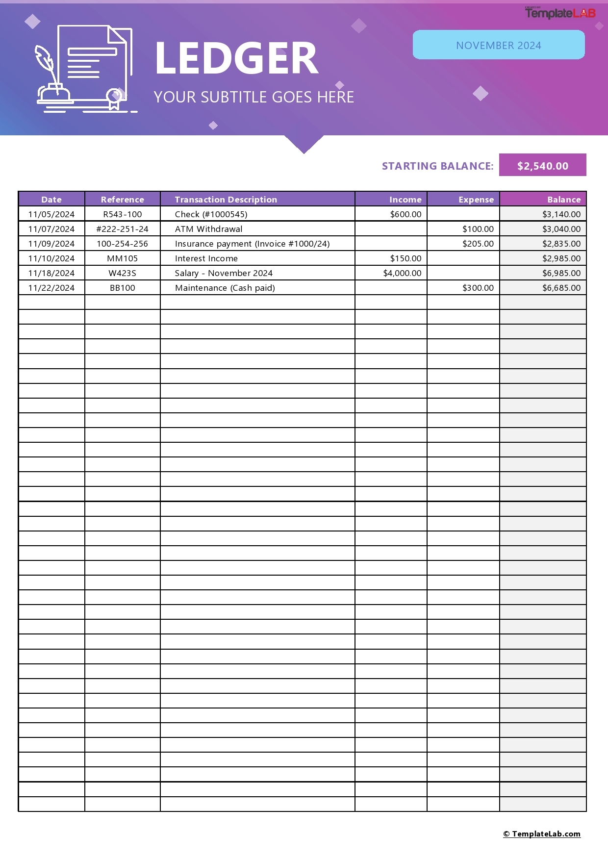 37 Perfect General Ledger Templates Excel Word TemplateLab