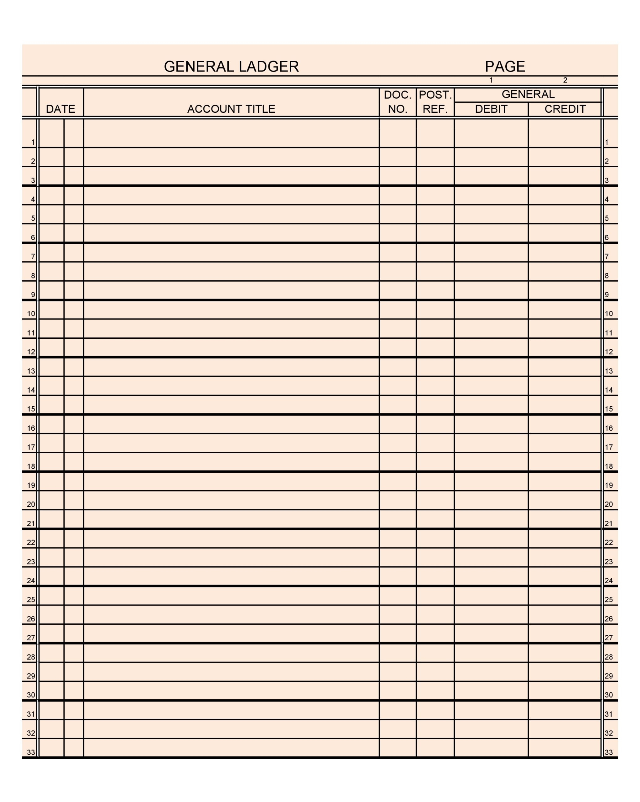 general ledger template xls