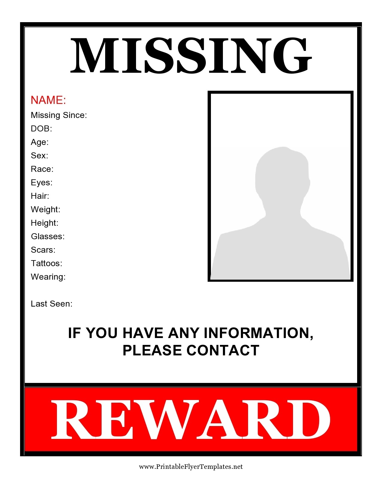 41 Printable Missing Poster Templates Flyers Signs 