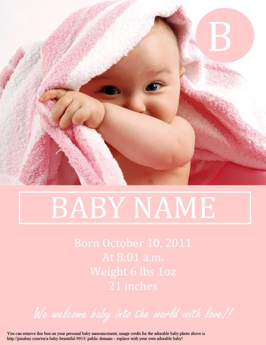 baby announcement template