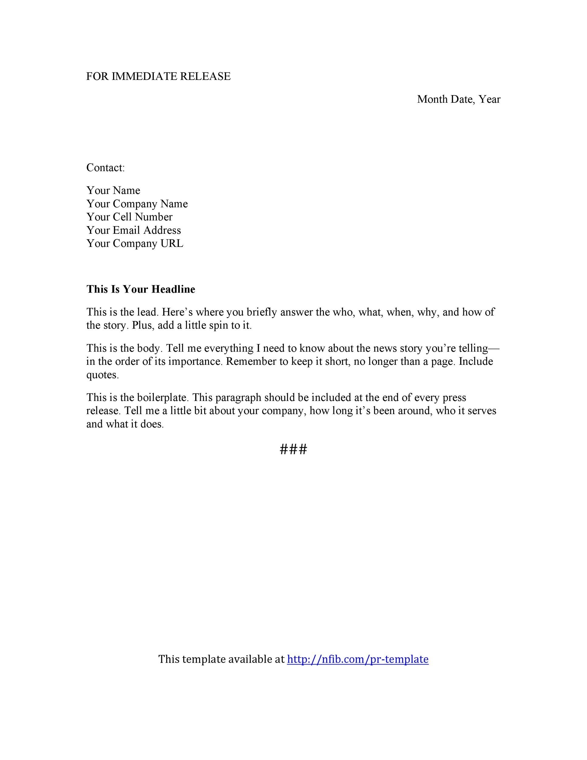 46 Press Release Format Templates Examples Samples TemplateLab