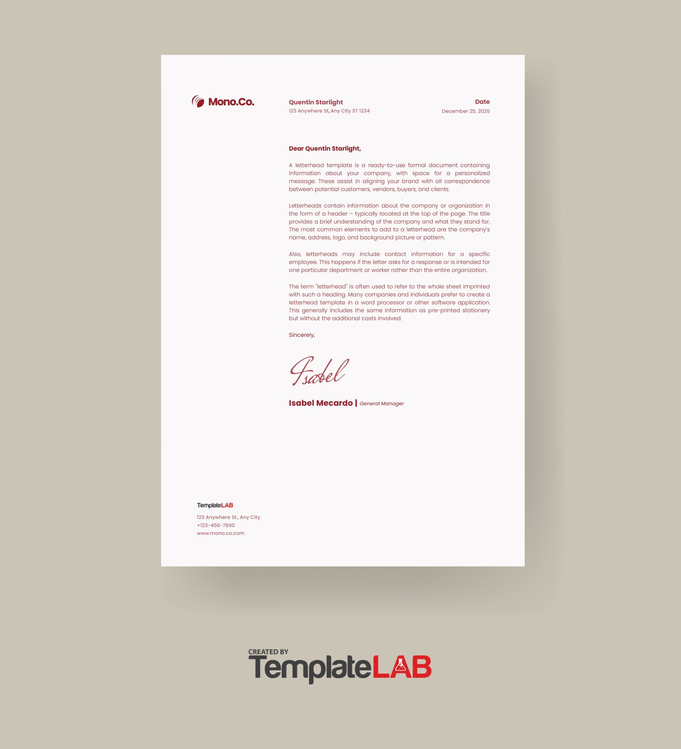 48 Free Letterhead Templates Examples Company Business Personal 