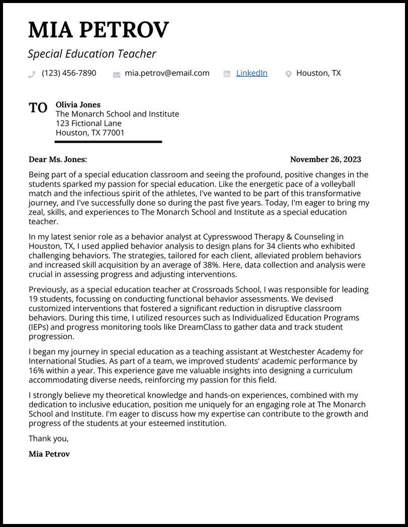 5 Teacher Cover Letter Examples