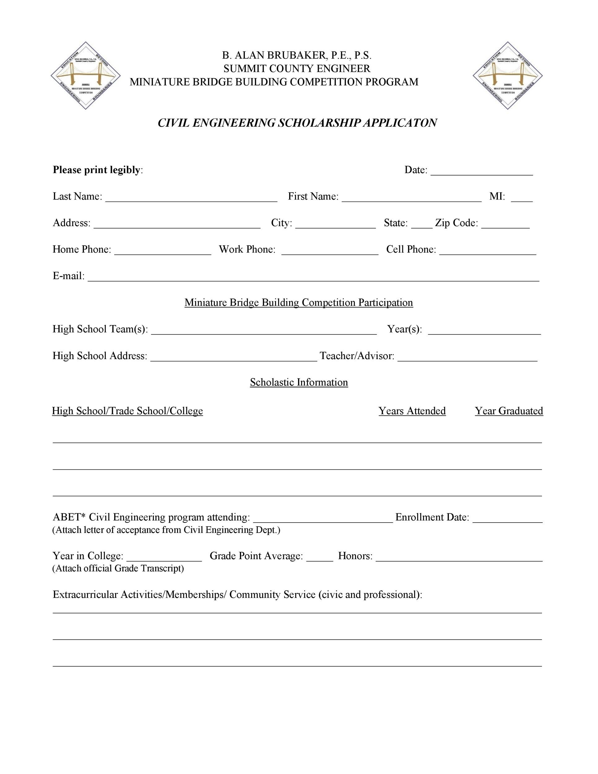 50 Free Scholarship Application Templates Forms TemplateLab 50 Free Scholarship Application Templates Forms TemplateLab