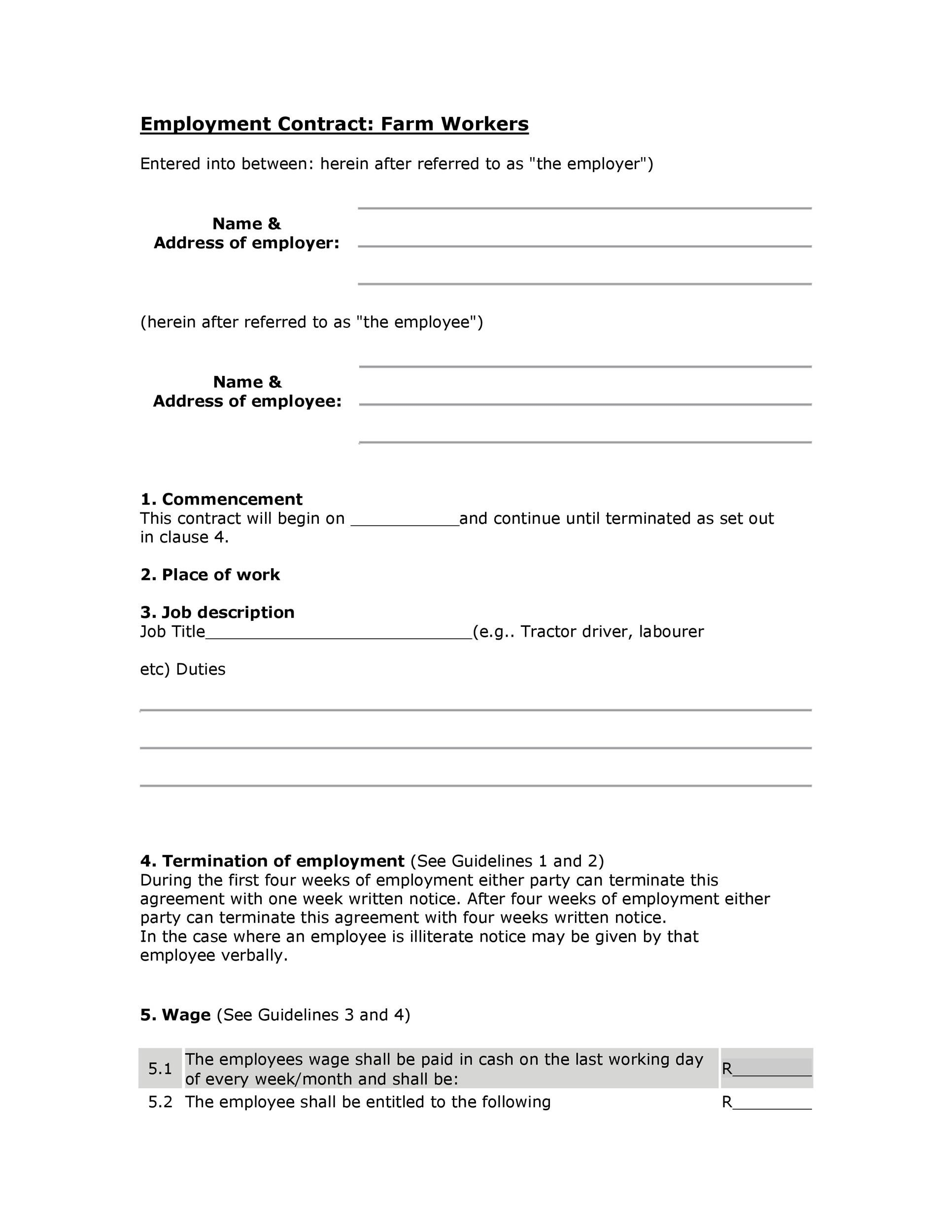 job contract template
