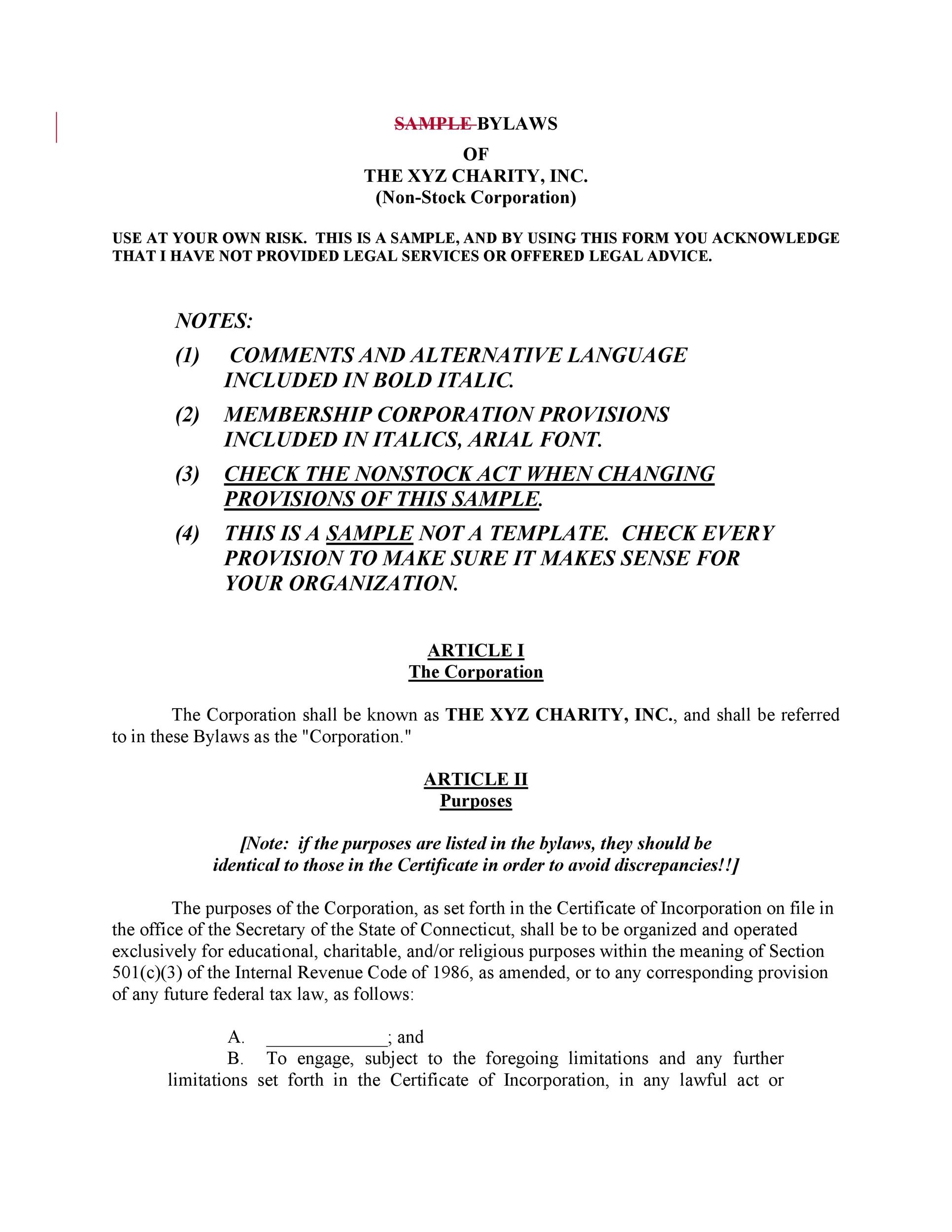 50 Simple Corporate Bylaws Templates Samples TemplateLab