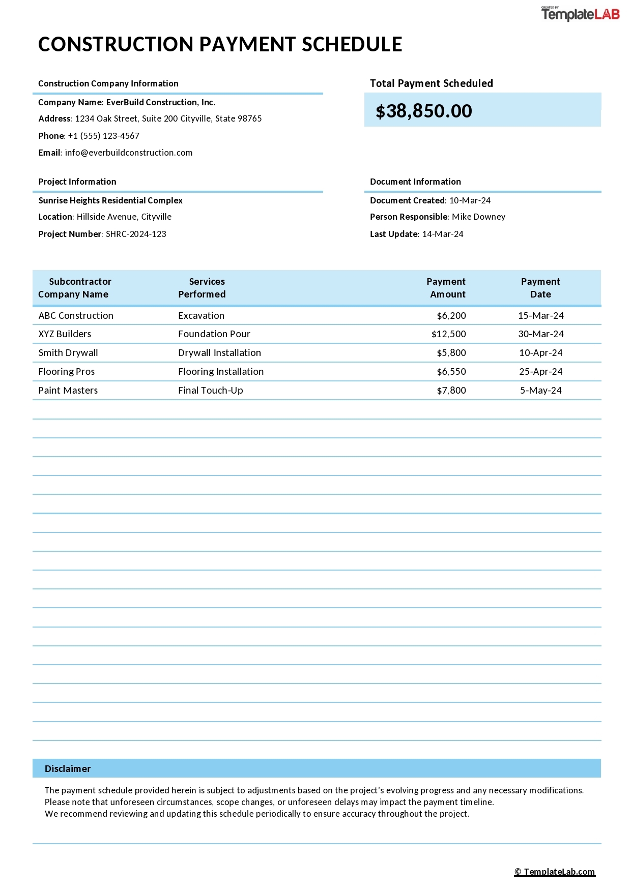 52 Free Payment Schedule Templates Excel Word TemplateLab 52 Free Payment Schedule Templates Excel Word TemplateLab