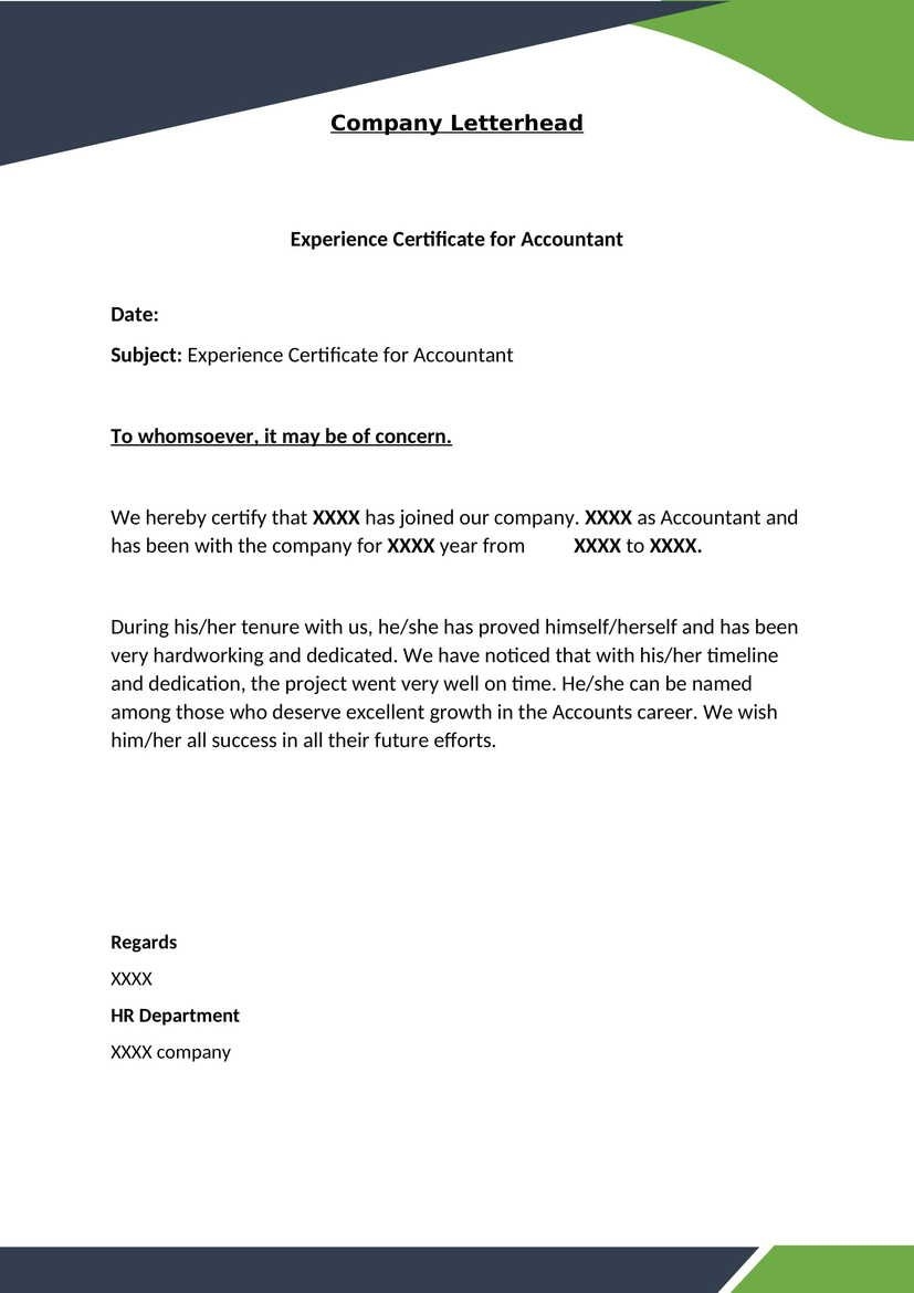 Accountant Experience Letter Certificate Template Download In Word docx Accountant Experience Letter Certificate Template Download In Word docx