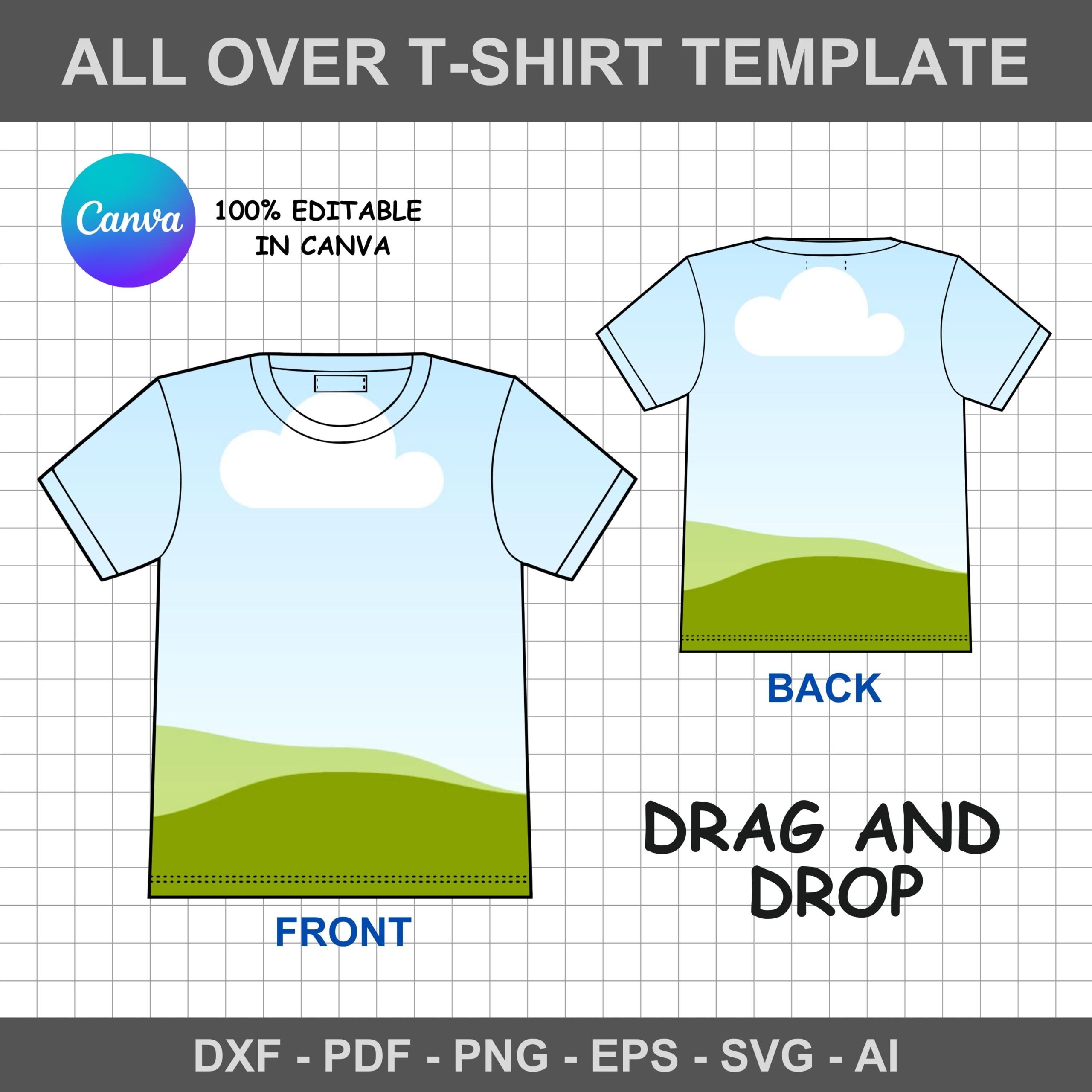 All Over T shirt Template Tshirt Outline Template Svg T shirt Outline T Shirt Outline Svg T shirt Sublimation Blank Template Etsy