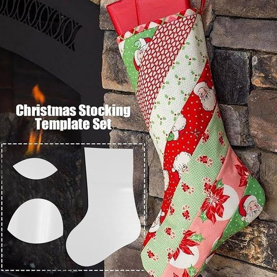 Amazon Handmade Christmas Stocking Template 2023 New Creative DIY Christmas Eve Socks Sewing Quilting Knitting Stencil Christmas Acrylic Sock Rulers Home Sewing Set Tools 15 In