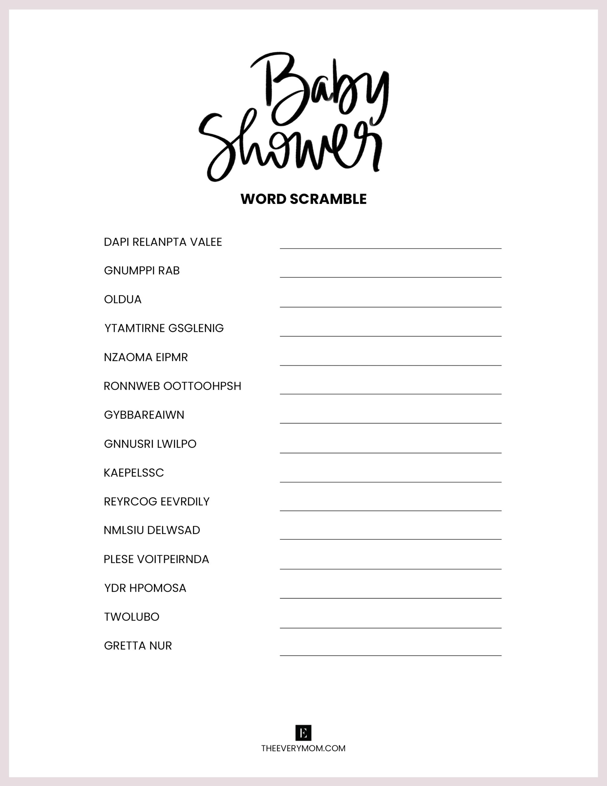 Baby Shower Games Printables 22 Fun And Easy Activities