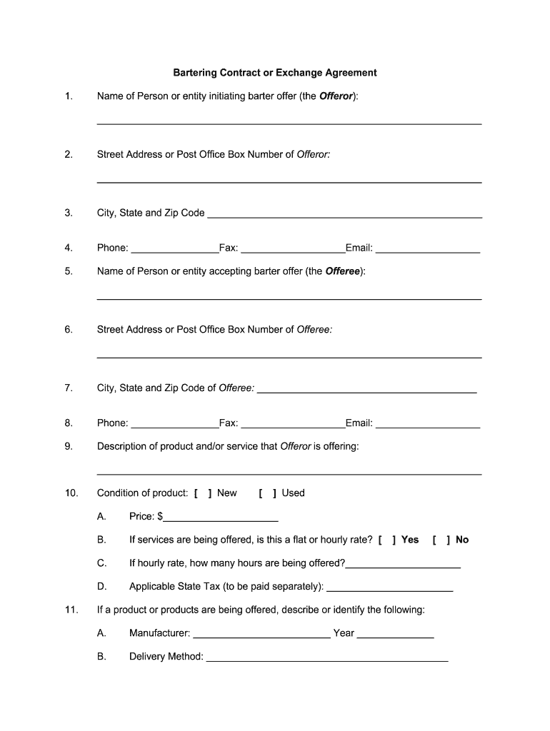 Barter Agreement Template Get Free Sample PandaDoc Form AirSlate SignNow