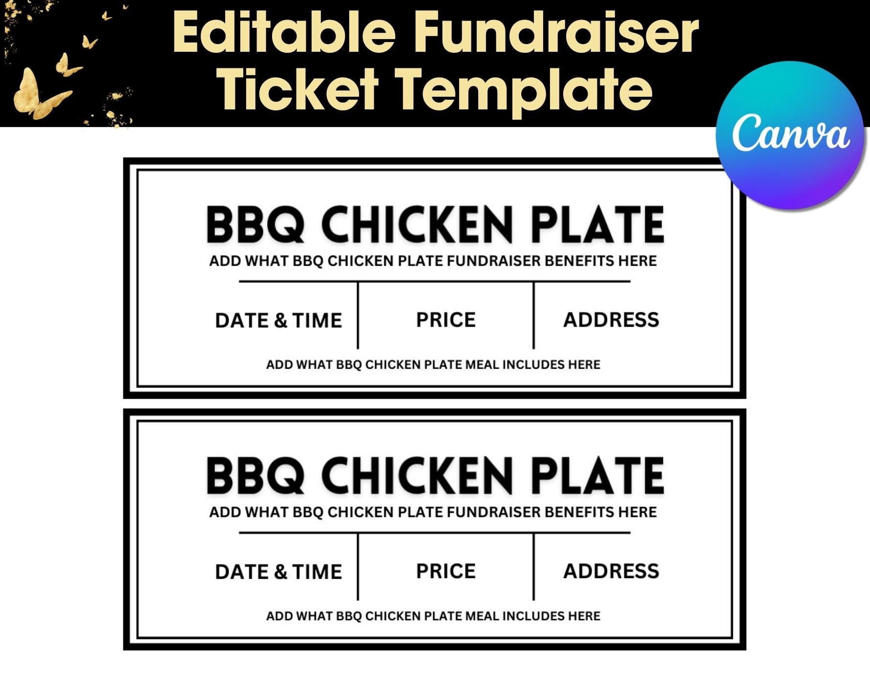 BBQ Chicken Fundraiser Ticket Template digital Download Etsy BBQ Chicken Fundraiser Ticket Template digital Download Etsy