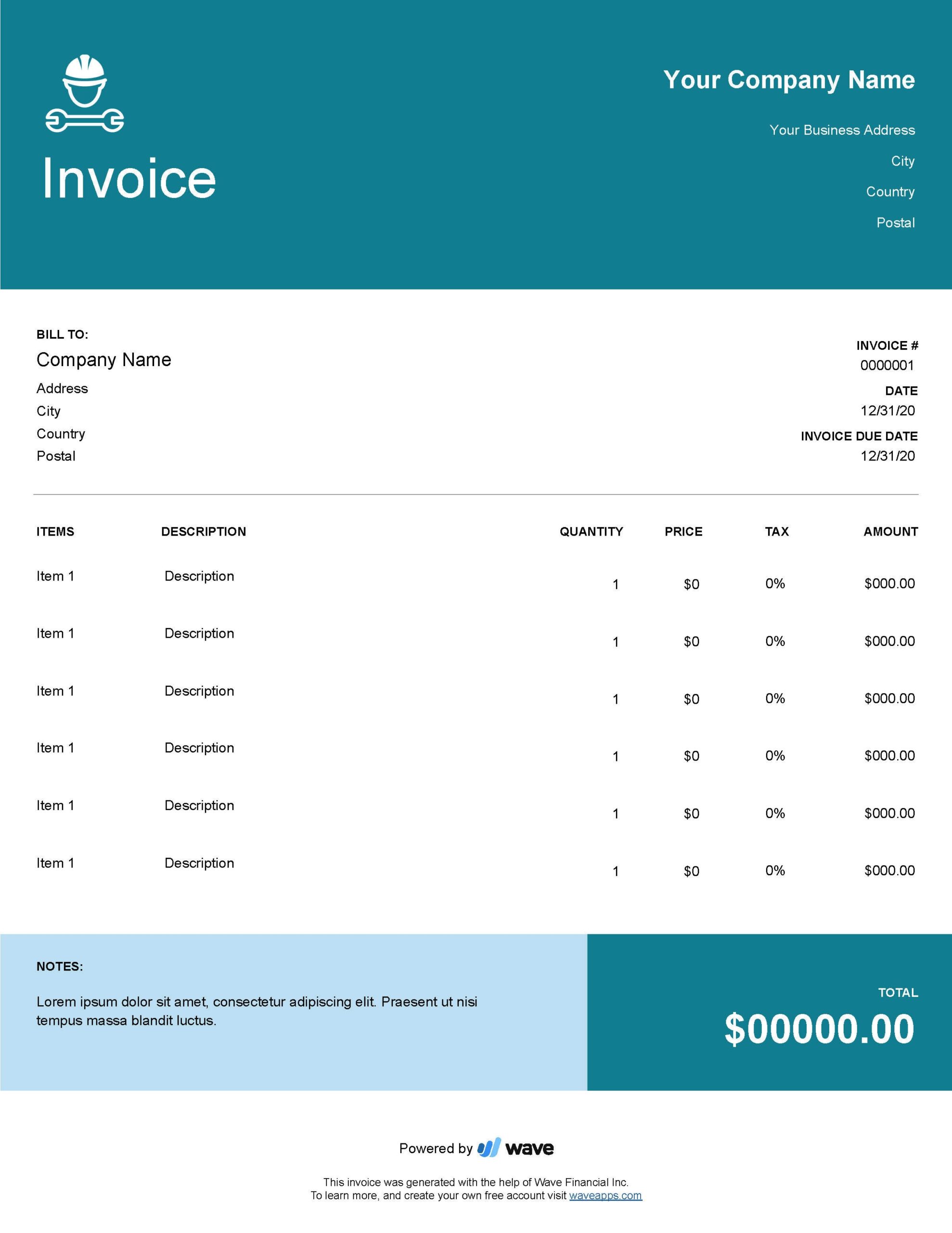Best Google Sheets Invoice Template Wave