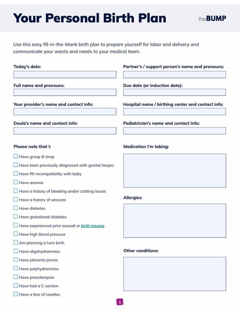Birth Plan Template Examples Checklist Birth Plan Template Examples Checklist