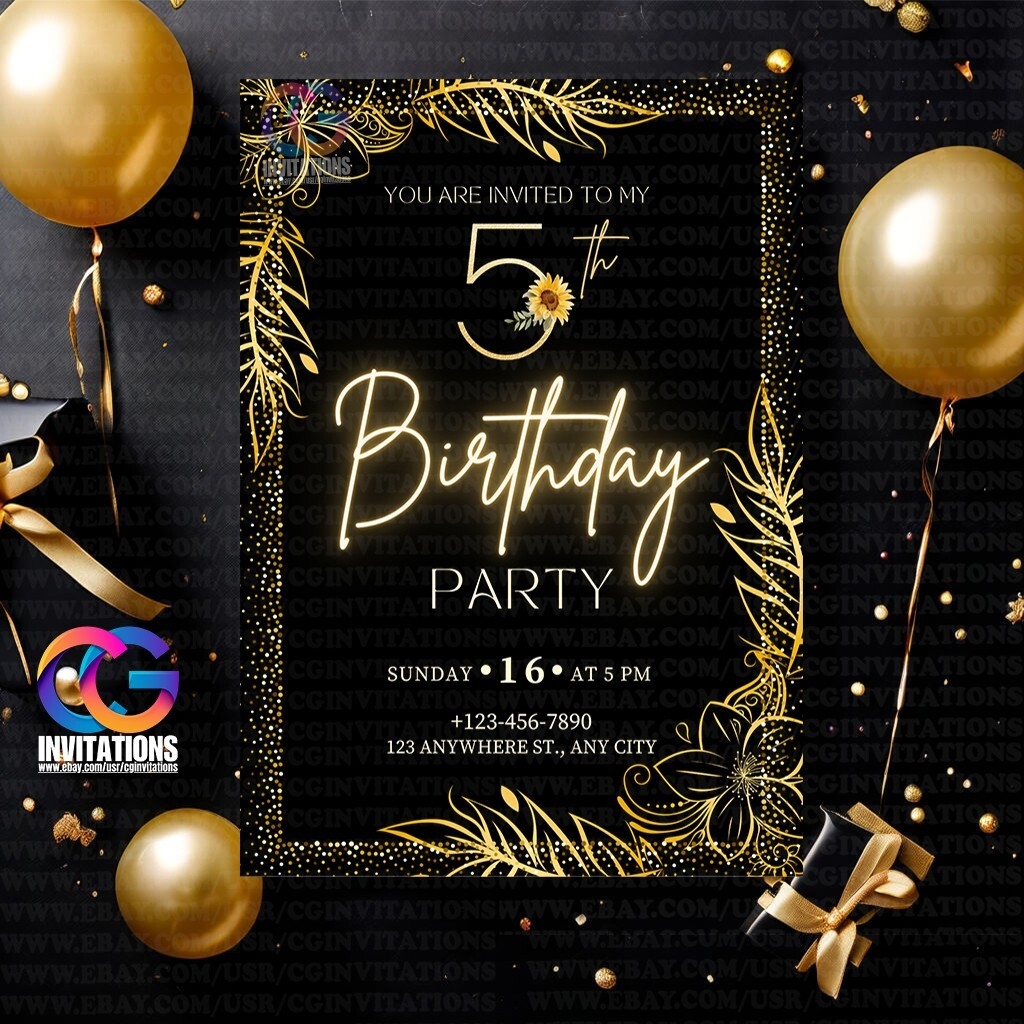 Birthday Party Editable Canva Invitation Template Invite Instant Download EBay
