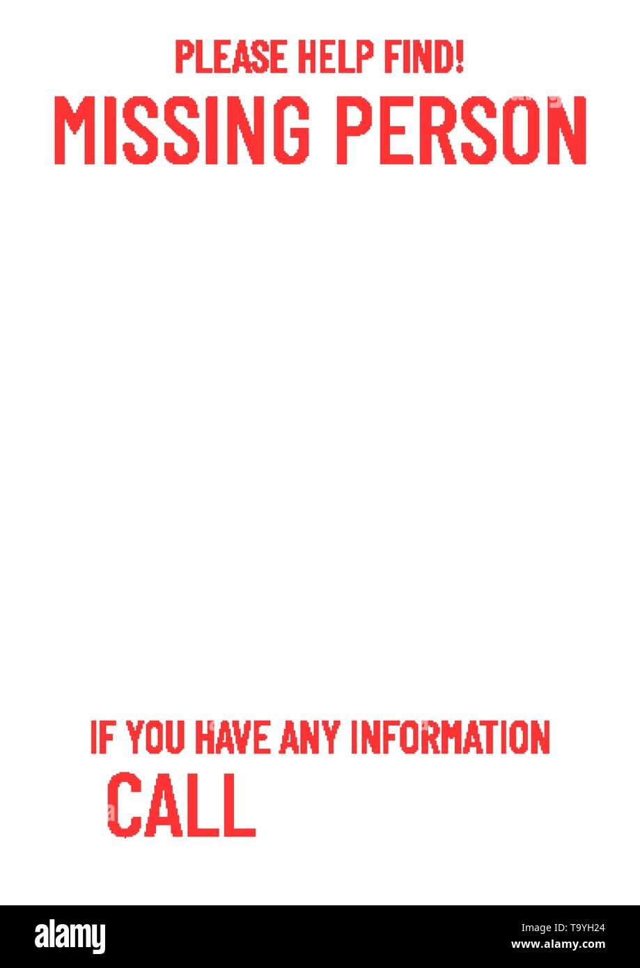 Black Missing Poster Template Person Lost Banner Design Stock Vector Image Art Alamy