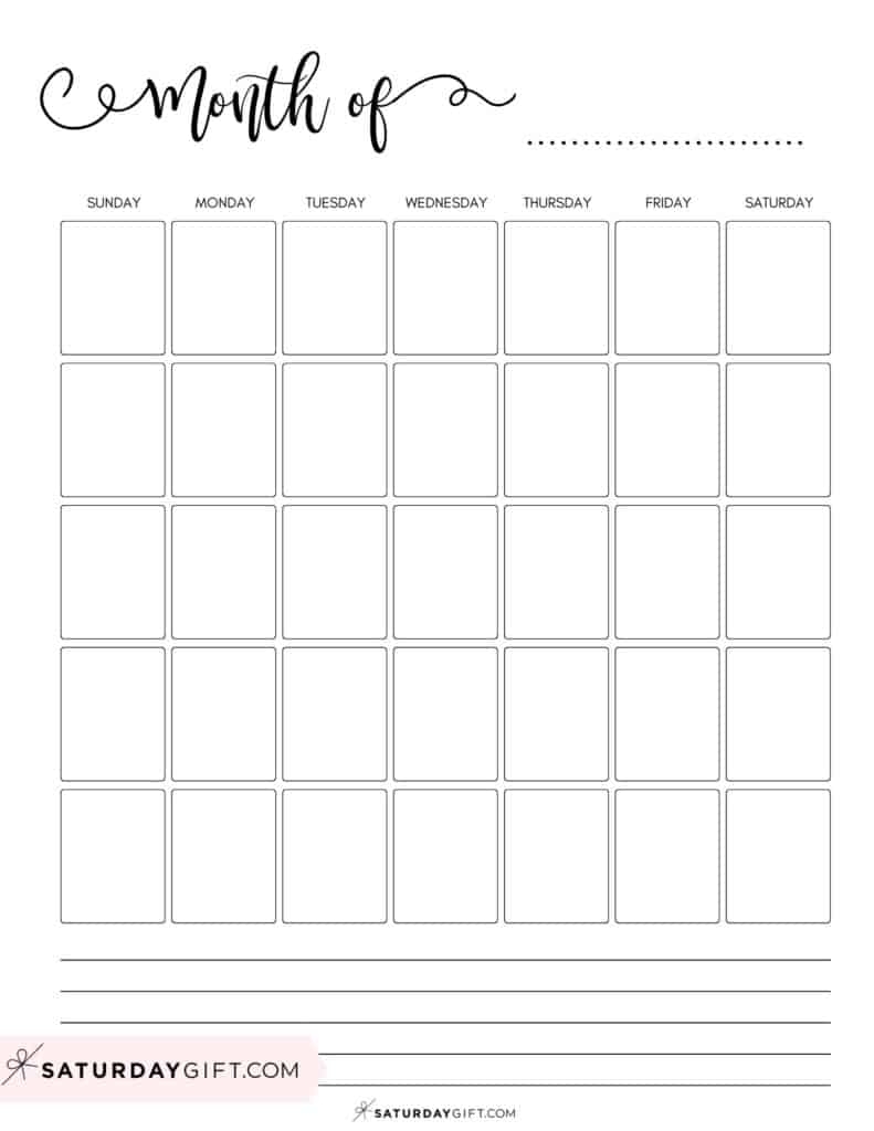 month calendar template