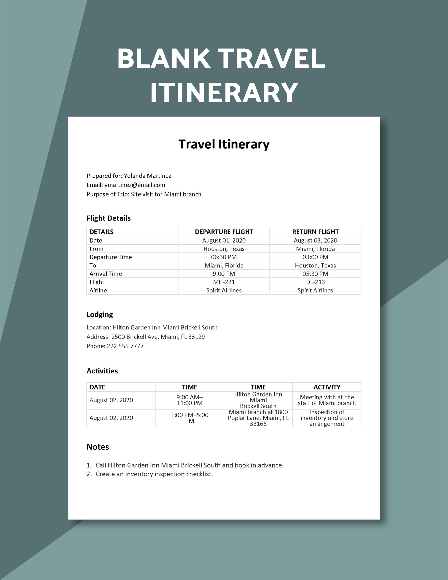 Blank Travel Itinerary Template In Google Docs Word Download Template