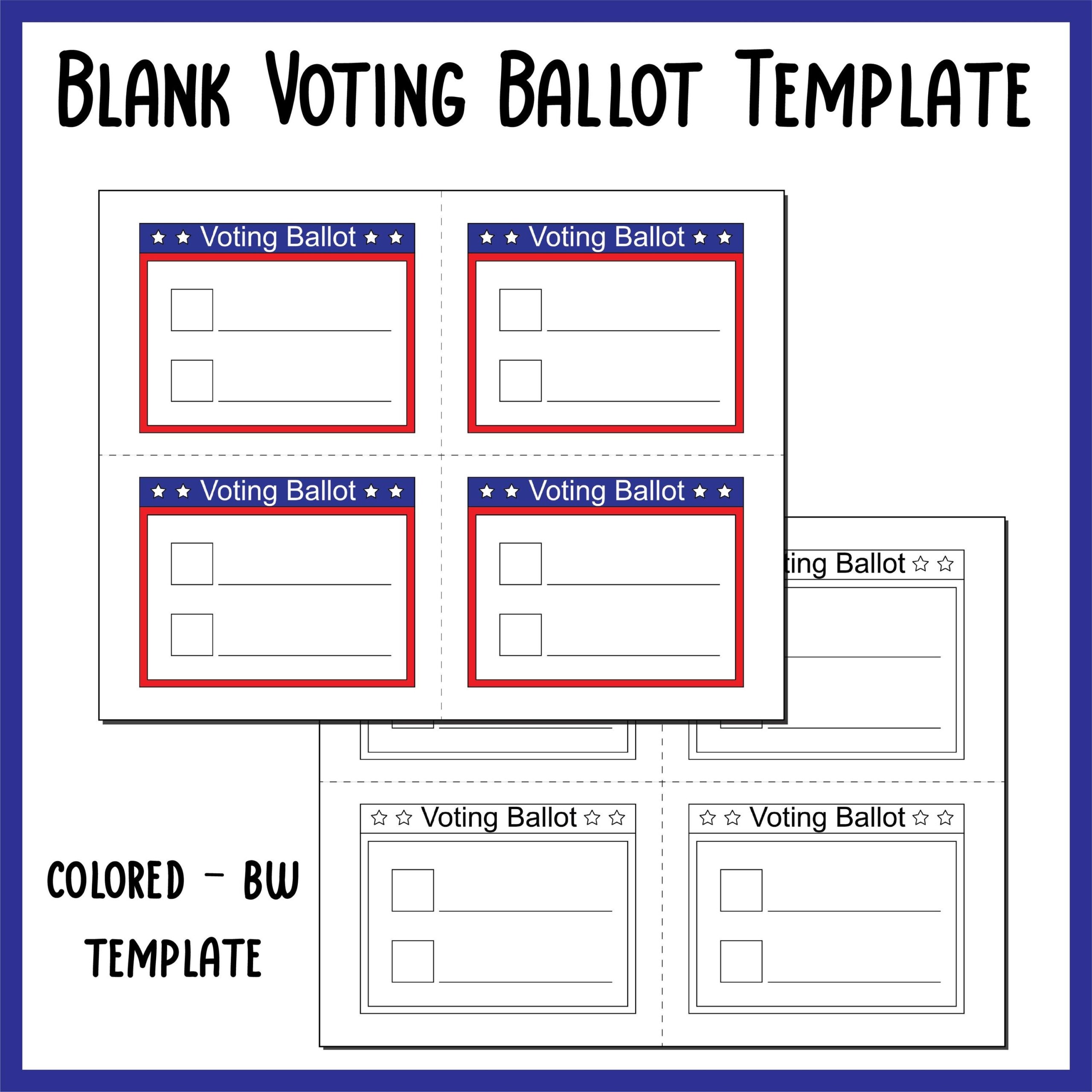 Blank Voting Ballot Template Mock Election Day Paper Printables Activities Etsy Australia