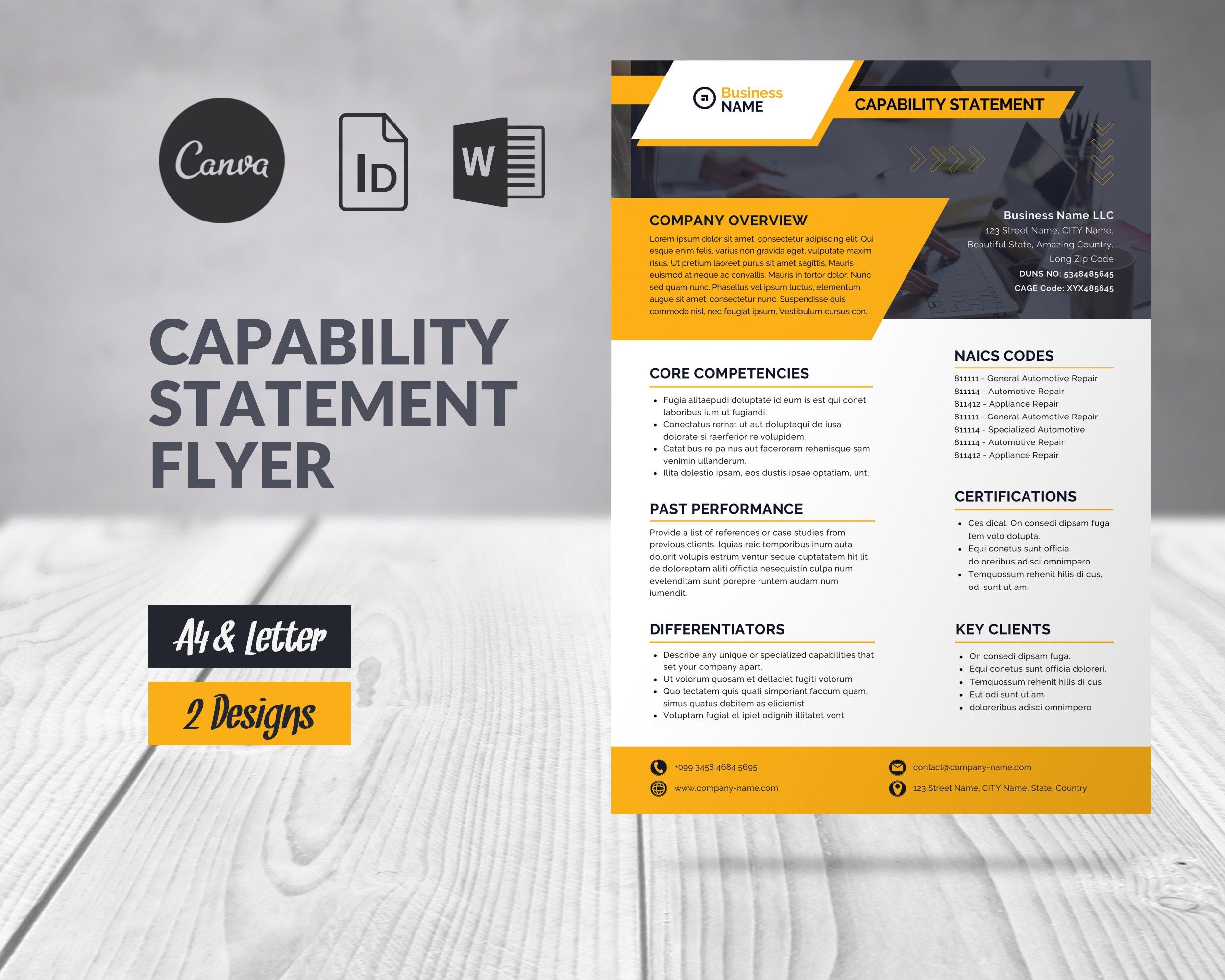 Buy Capability Statement Template Canva Corporate Flyer Business Capability Statement Marketing Business Template Word Short Company Profile Online In India Etsy