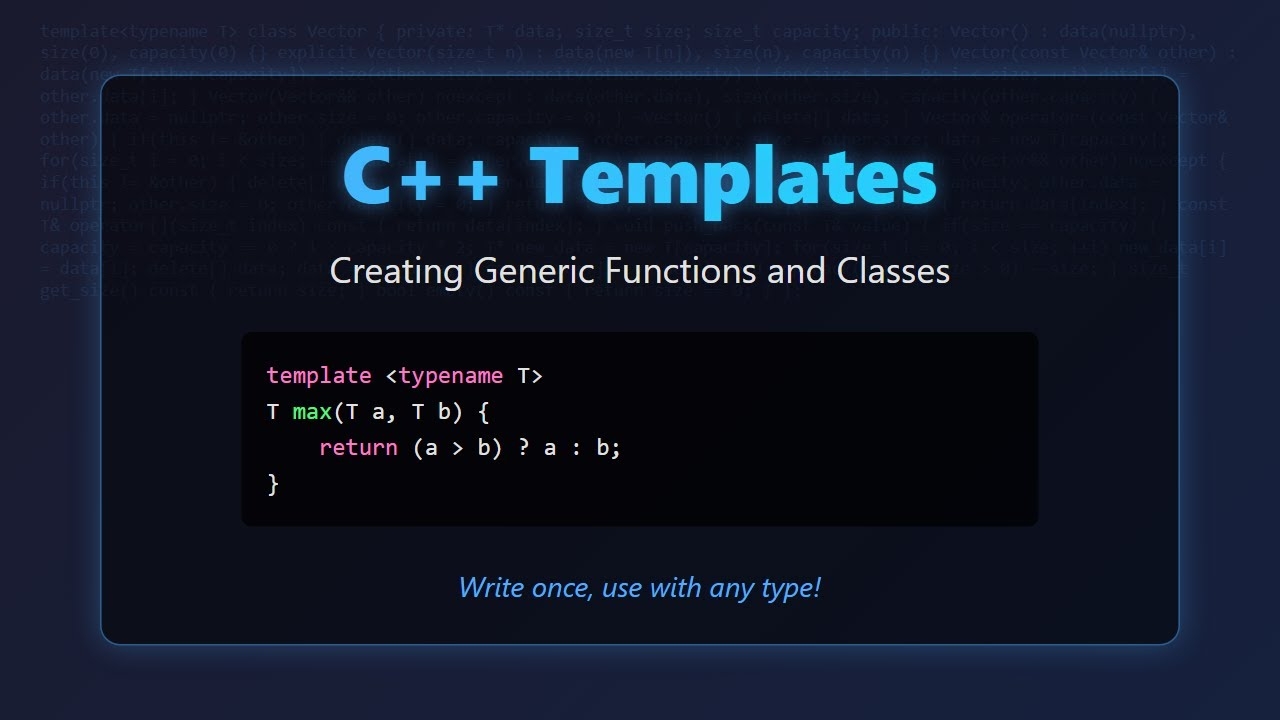 C Templates Master Generic Programming For Beginners YouTube