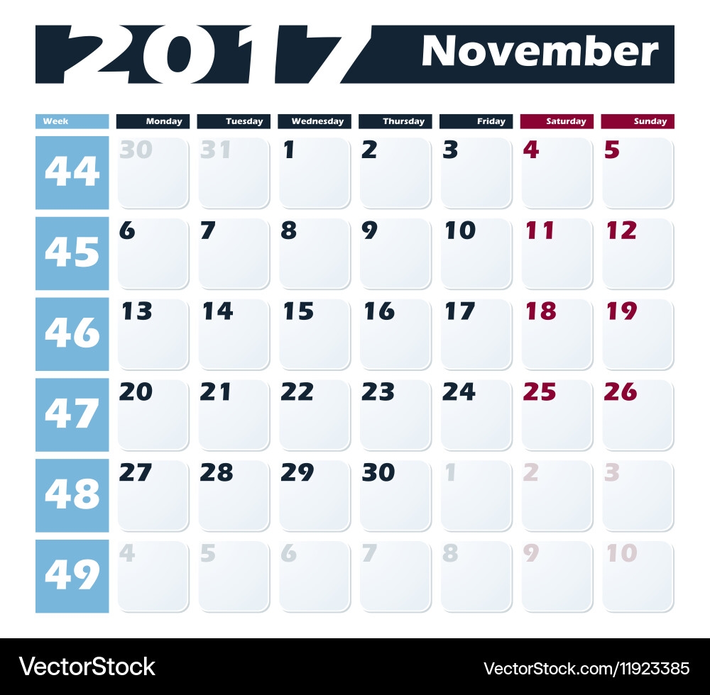 november 2017 calendar template