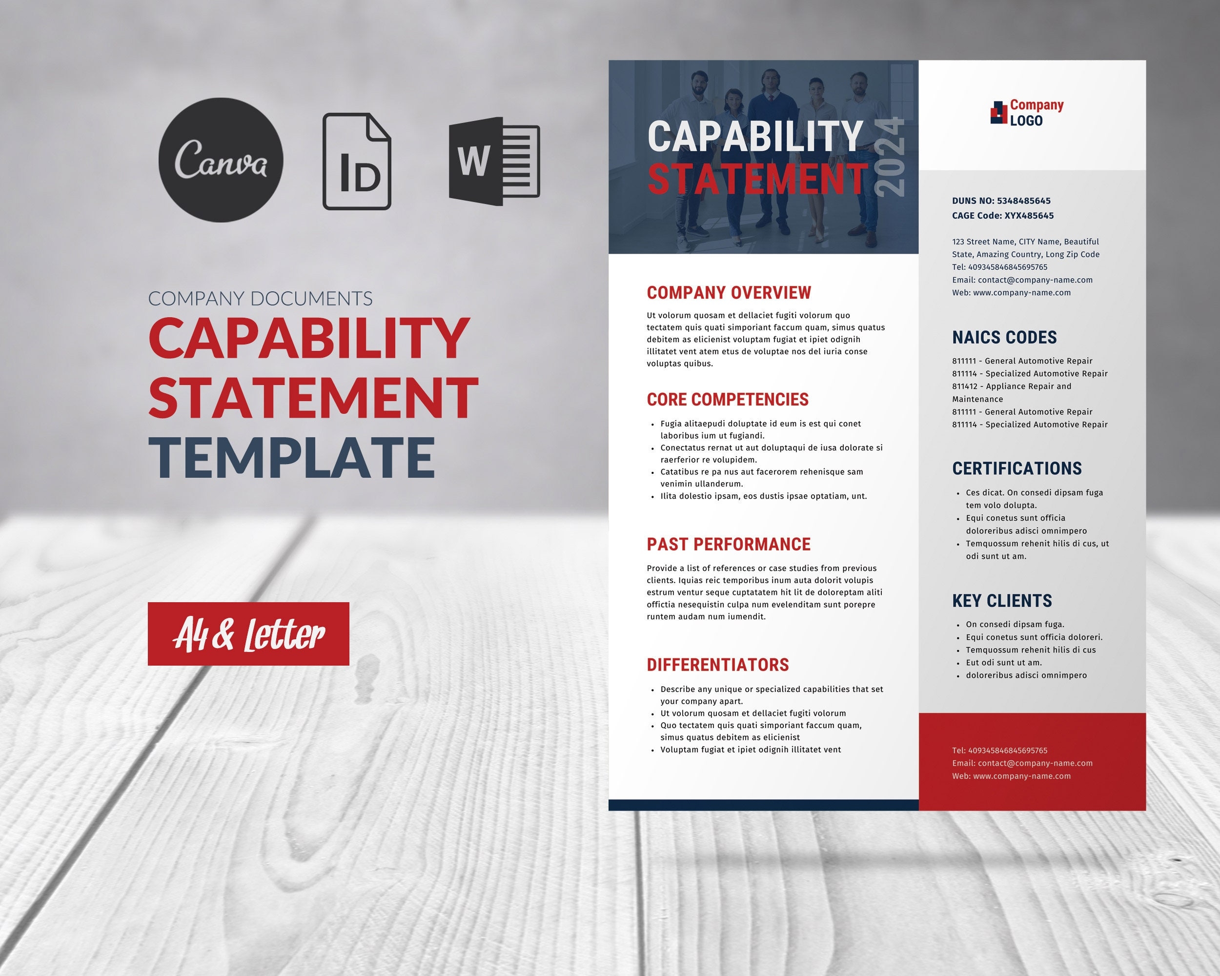 Capability Statement Template Canva Business Profile Flyer Corporate Business Capability Statement Business Template Short Company Profile Etsy