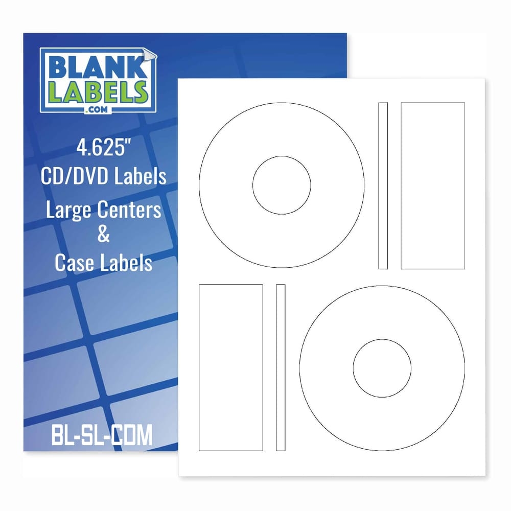 CD DVD Labels Memorex Style 2 Per Page With Large Centers Blank Labels