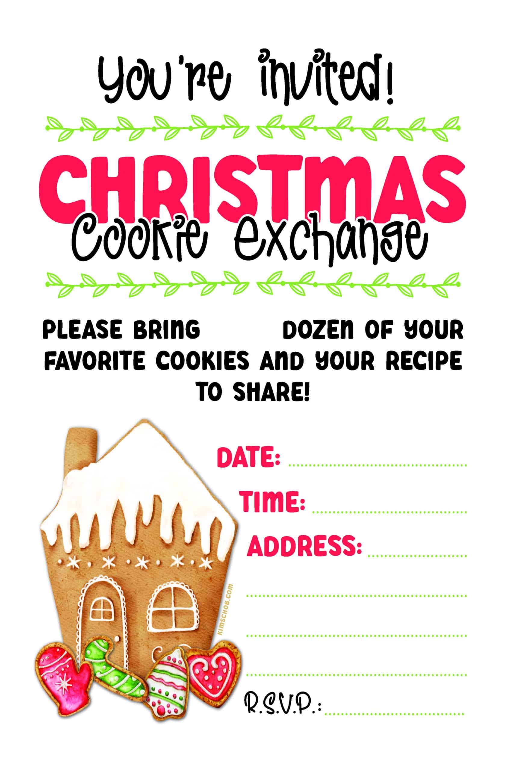 Christmas Cookie Exchange Printable Party Pack Kim Schob Christmas Cookie Exchange Printable Party Pack Kim Schob