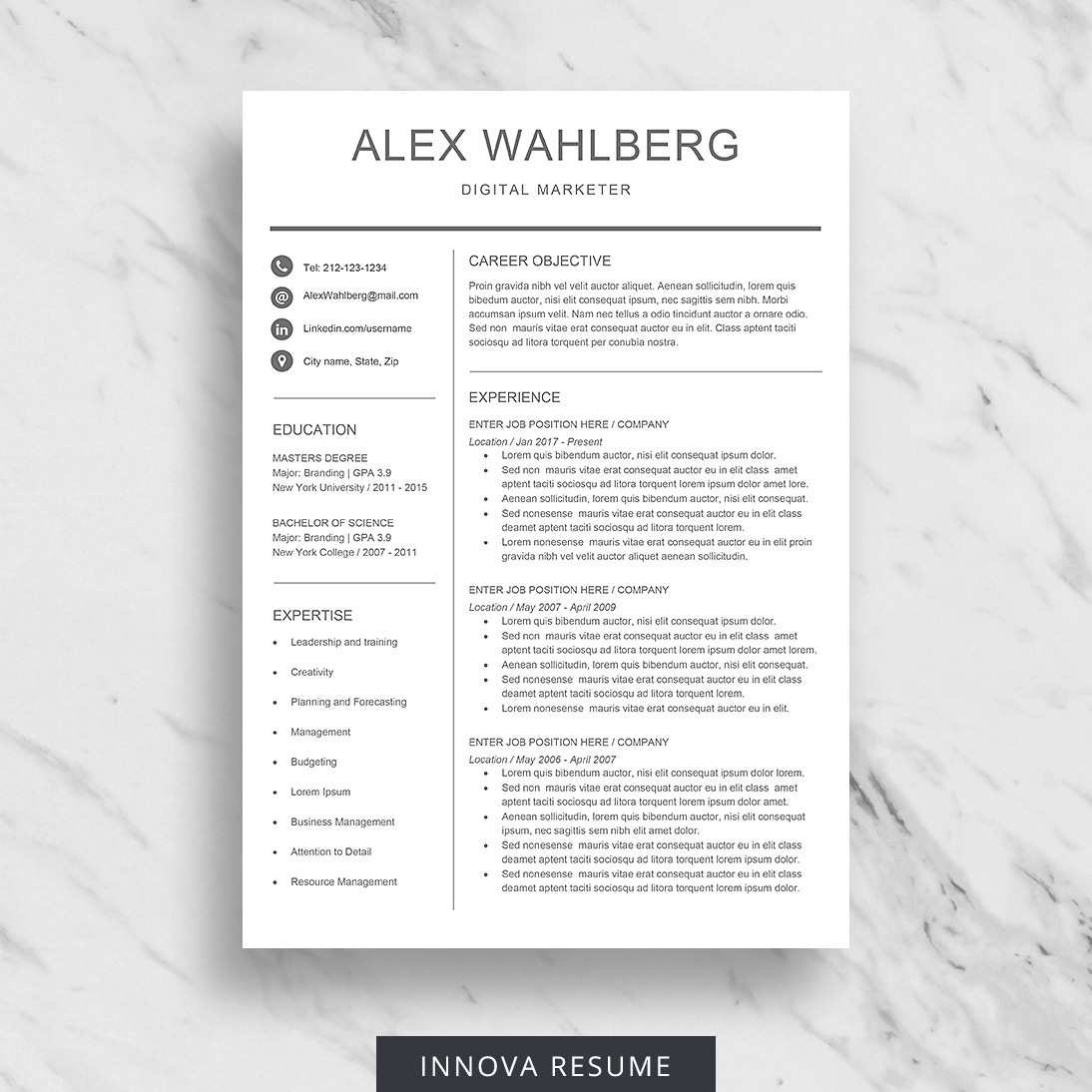 Clean Resume Template Design For Word Innova Resume Modern Resume Templates