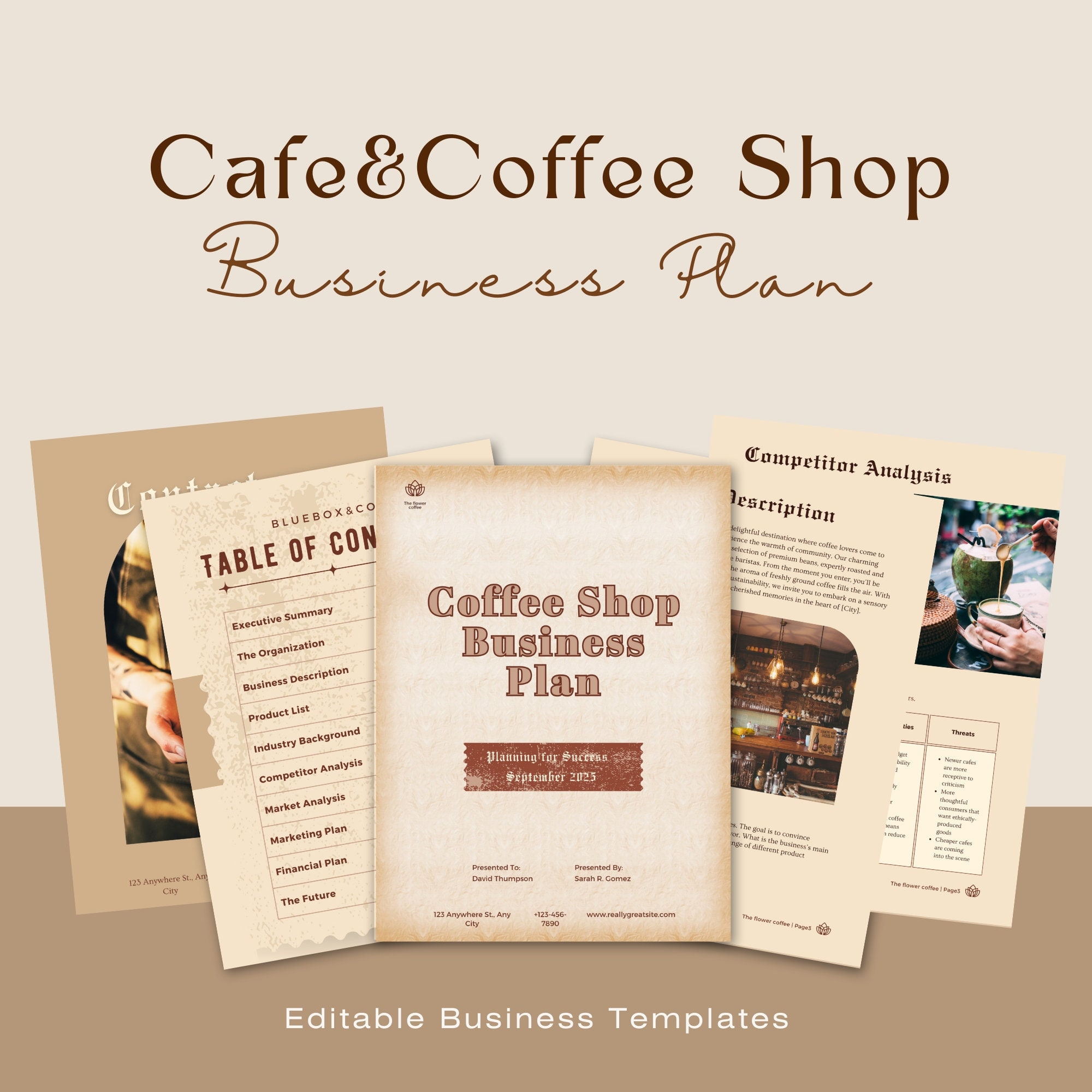 Coffee Shop Business Plan Template Editable Cafe Startup PDF Etsy