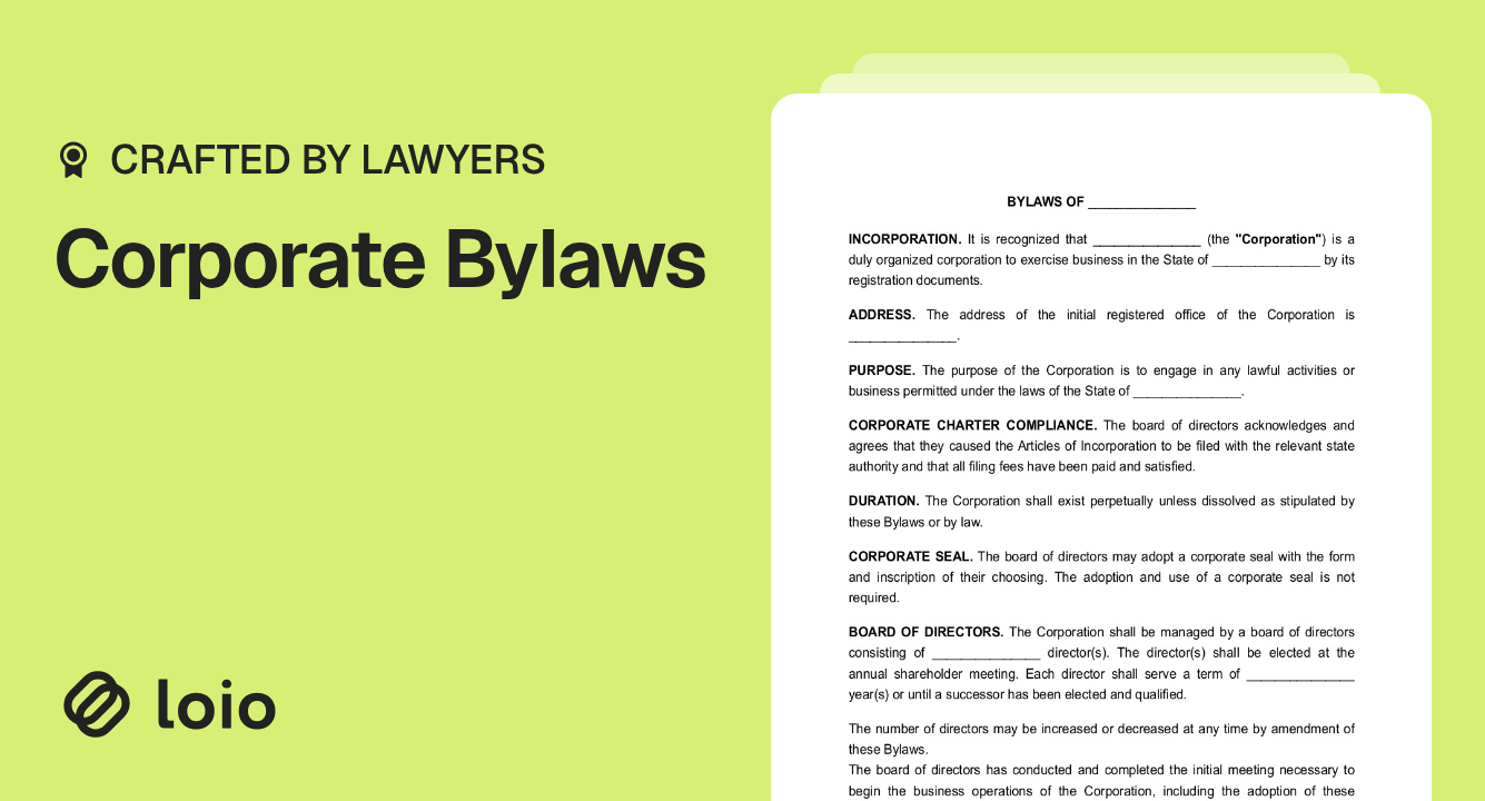 Corporate Bylaws Template Create Download Instantly