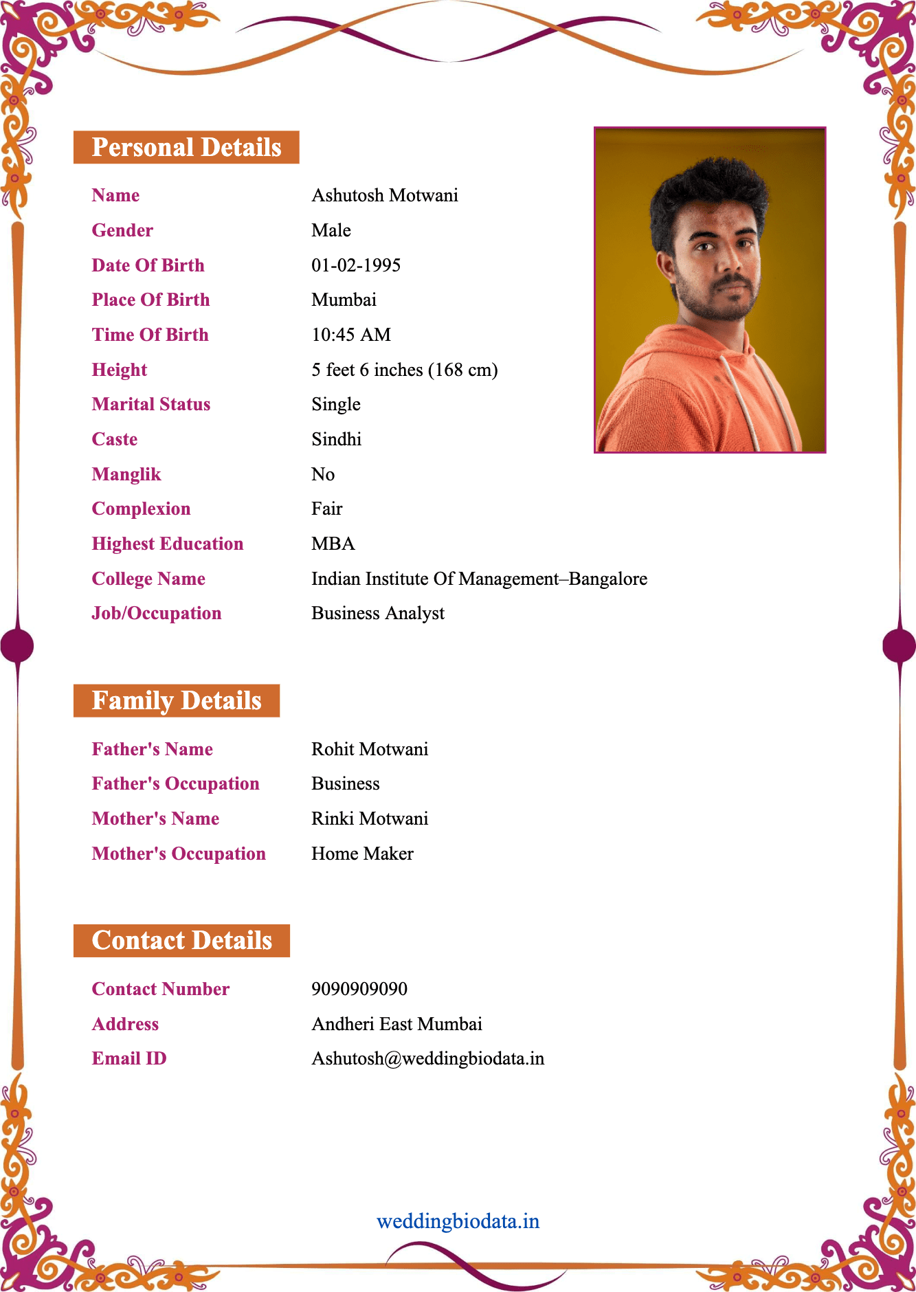 Create Marriage Biodata Online PDF Word Format