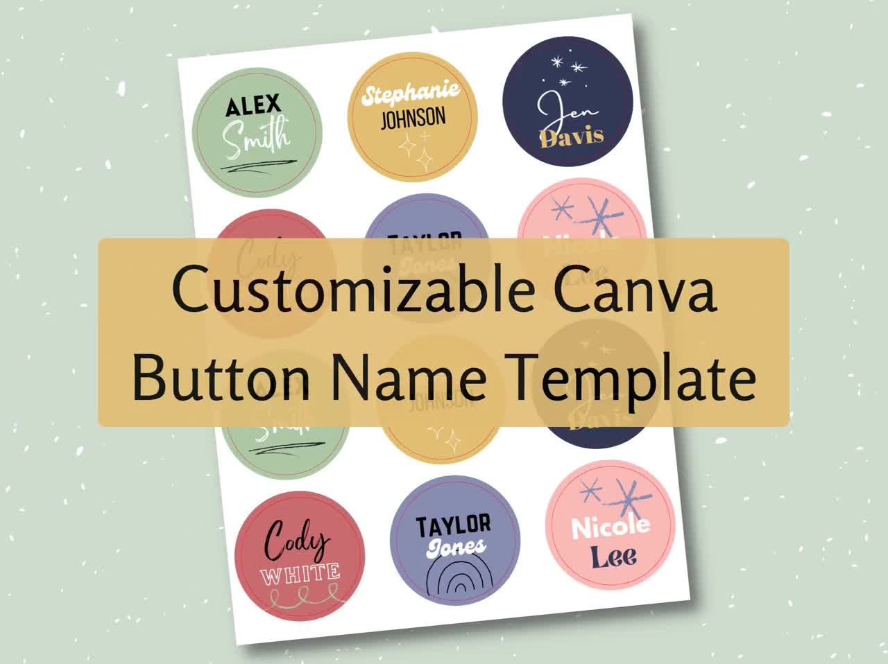 Customizable Name Buttons Canva Template 2 1 4 Inch Buttons Fun Personalized Nametag Pin Etsy Canada