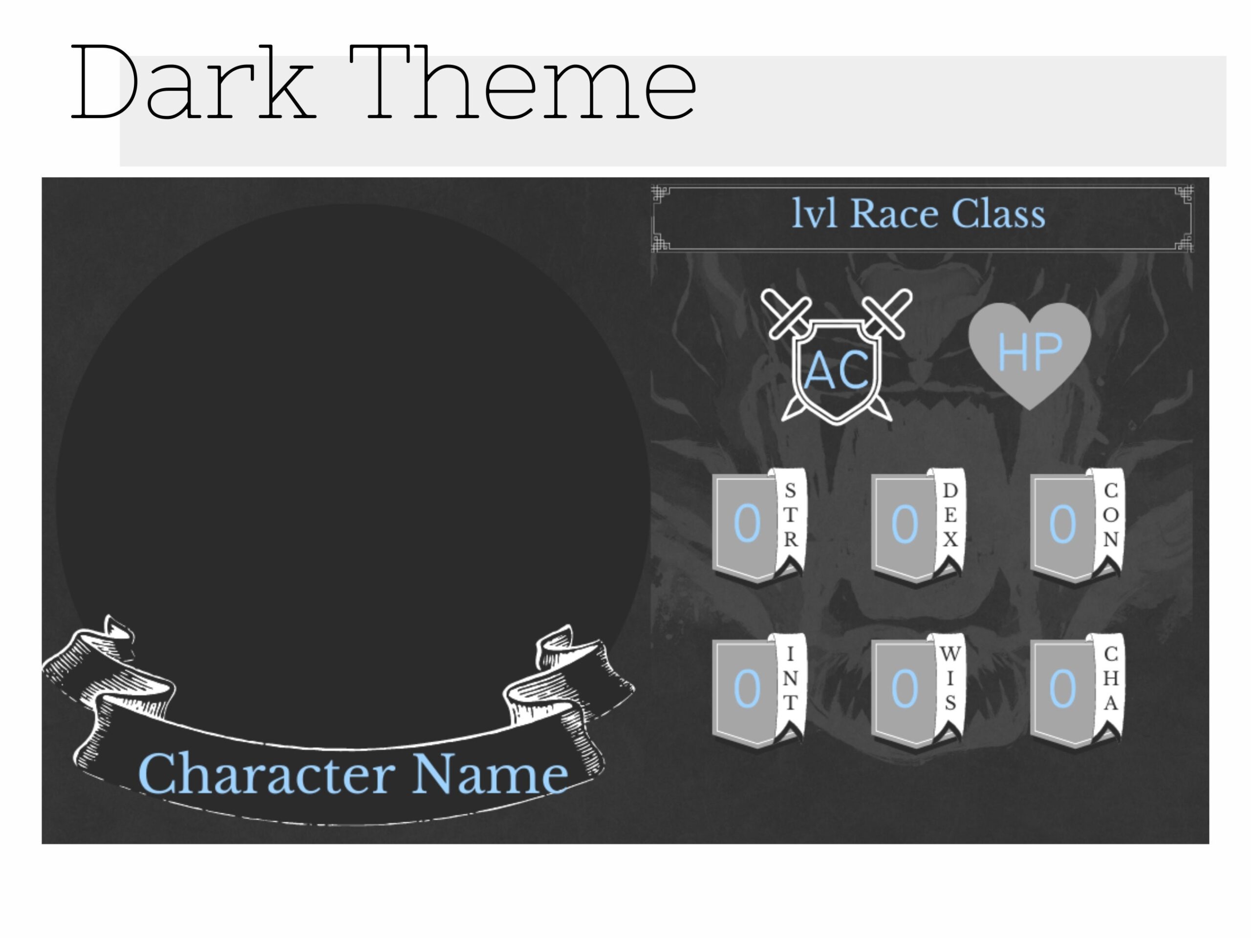 Dnd Character Card Template Etsy