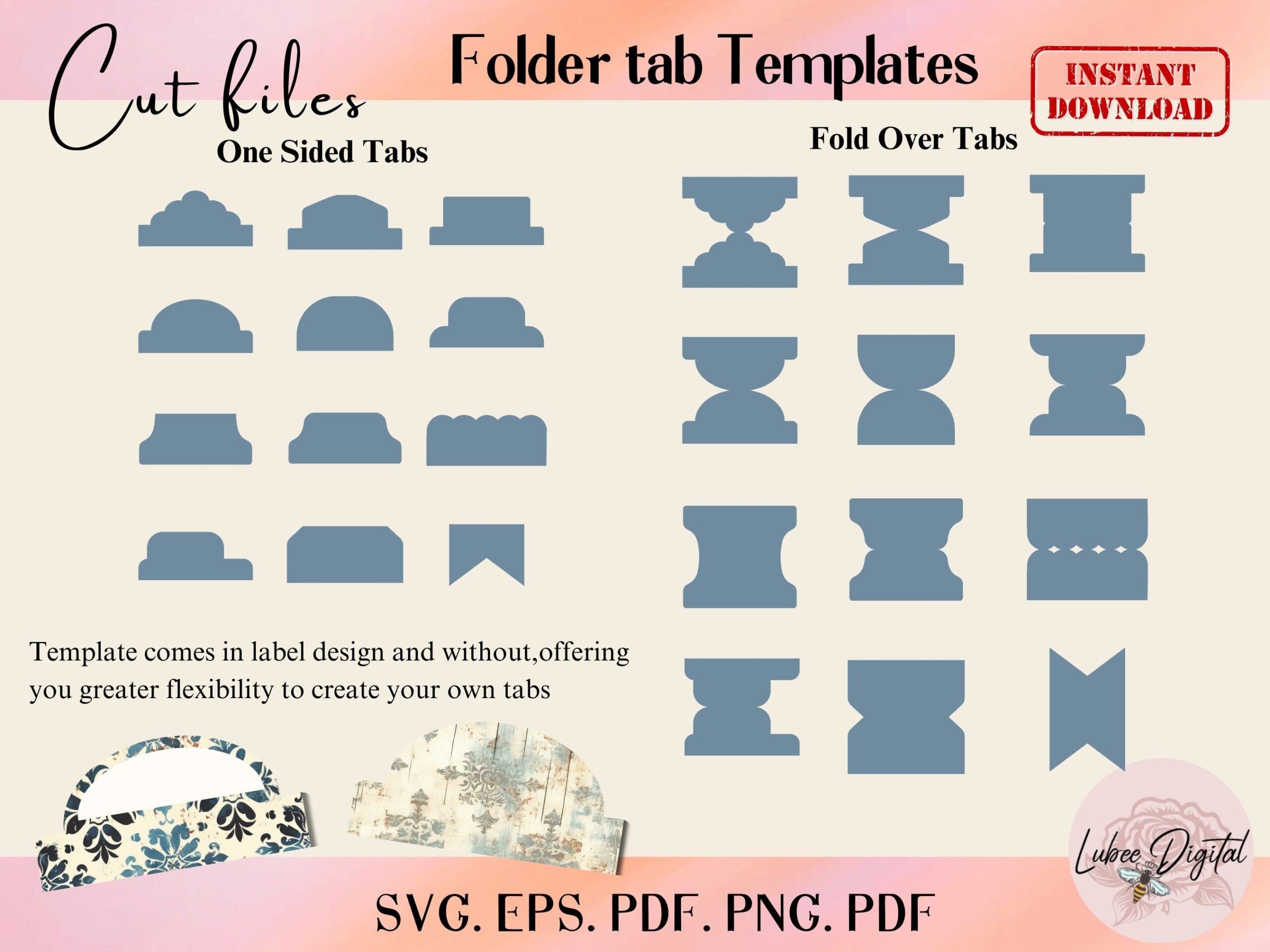 Double Folder Planner Divider Tabs Editable Folder Tabs Journal Tabs Template File Page Tabs Cut Files