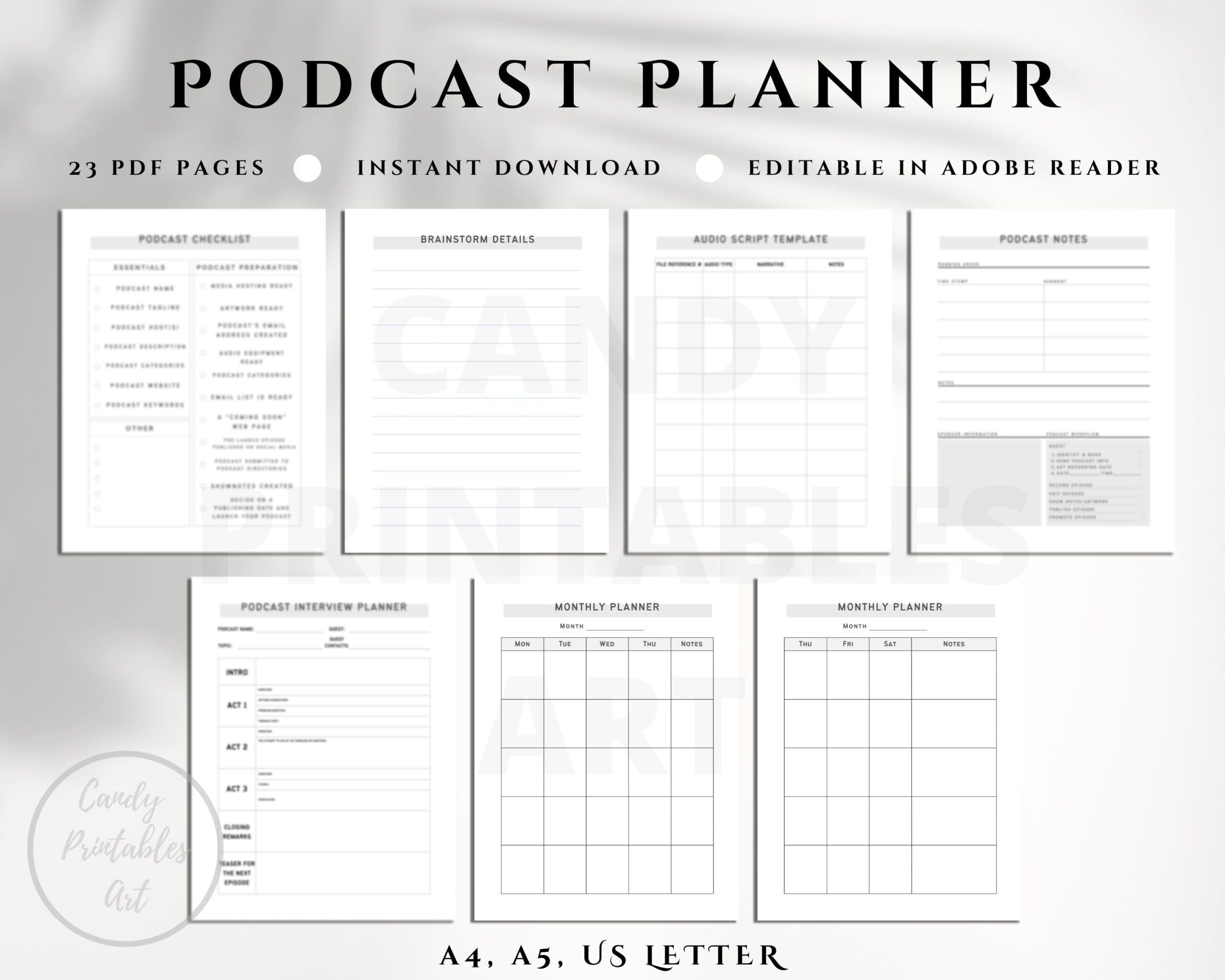 Editable Podcast Planner Printable Fillable PDF Episode Tracker Outline Template Interview Planner Etsy Israel