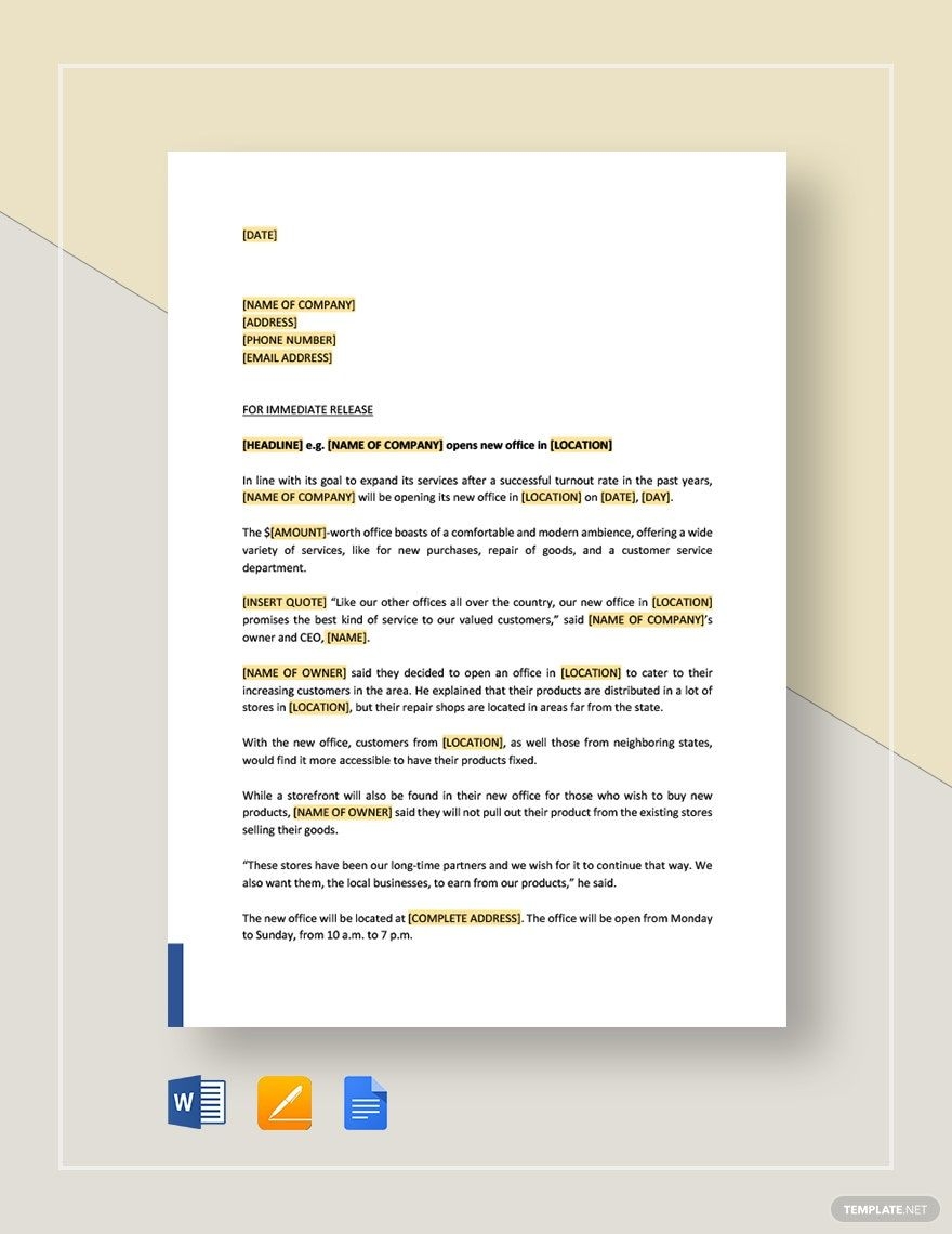Editable Press Release Templates In Google Docs To Download Editable Press Release Templates In Google Docs To Download